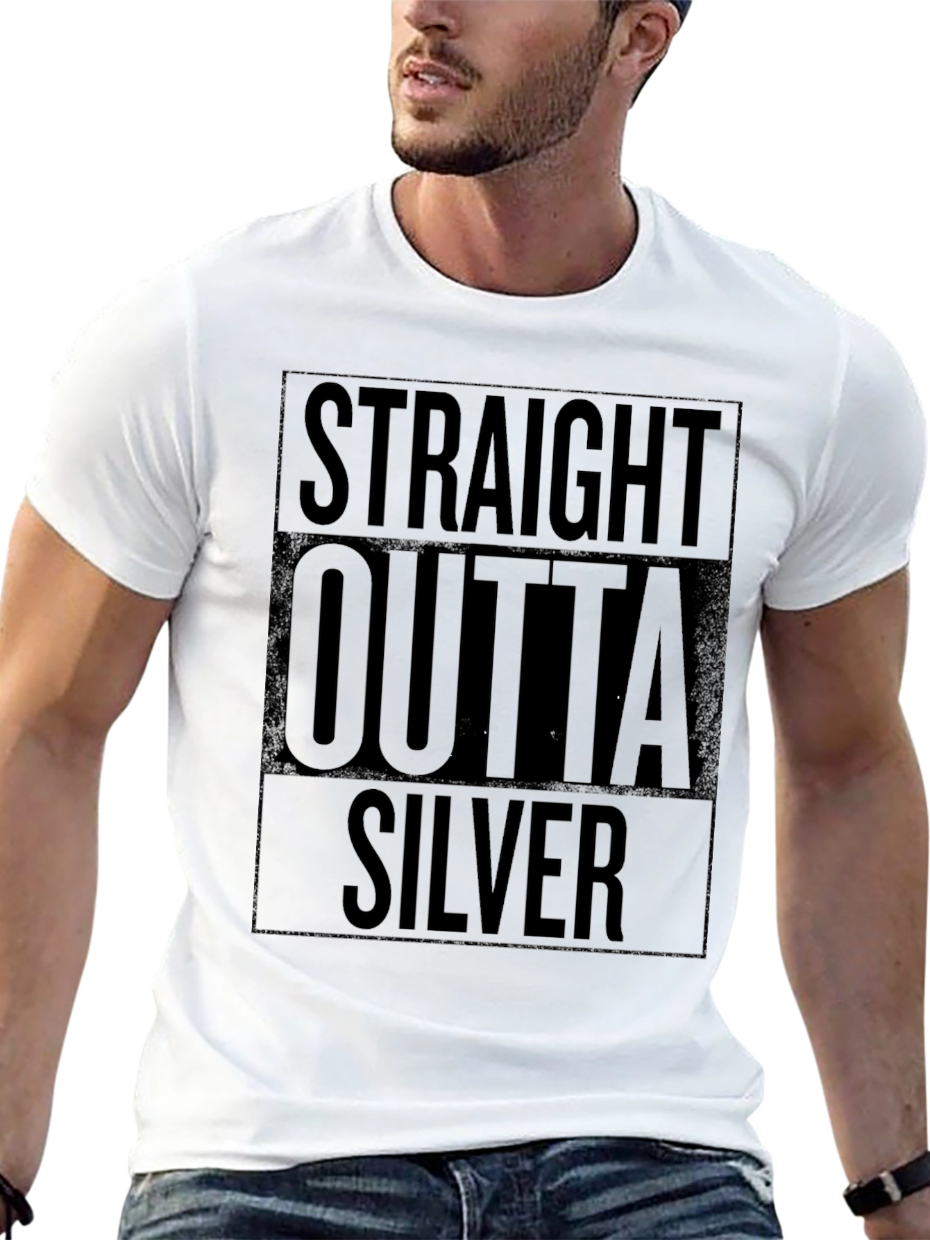 Straight Outta Silver Graphic T-Shirt - Black