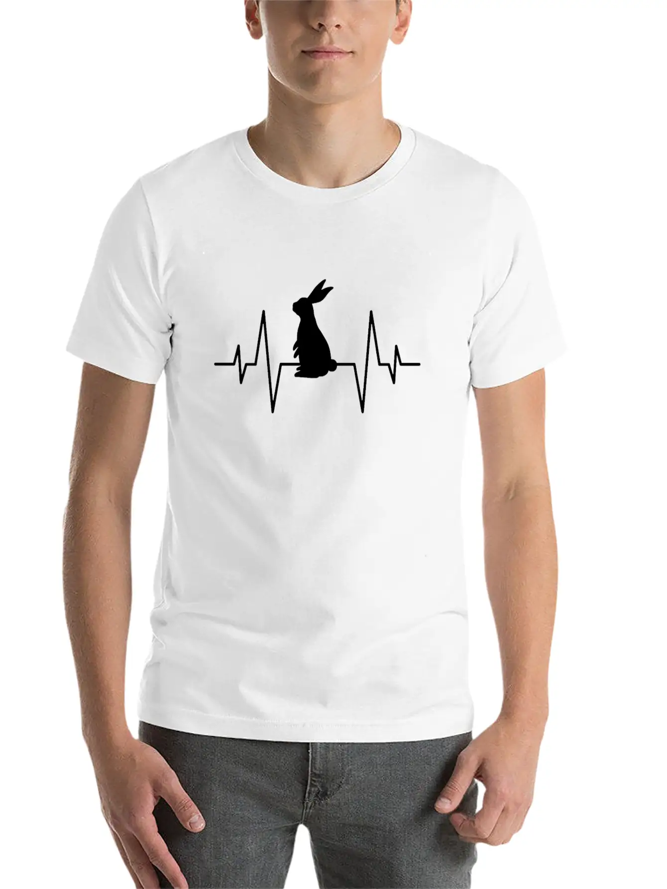 Rabbit Heartbeat Unisex Casual T-Shirt – Clean Design For Daily Comfort