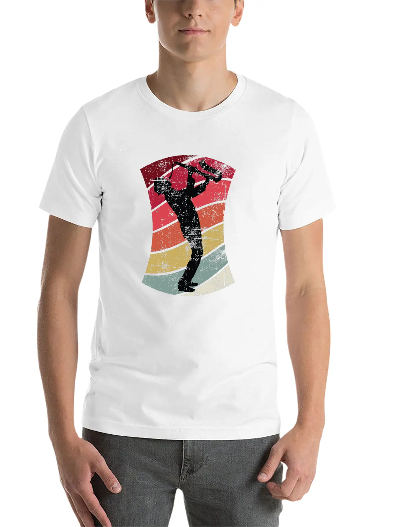 Retro Jazz Saxophone Player Unisex Casual T-Shirt – Clean Design For Daily Comfort