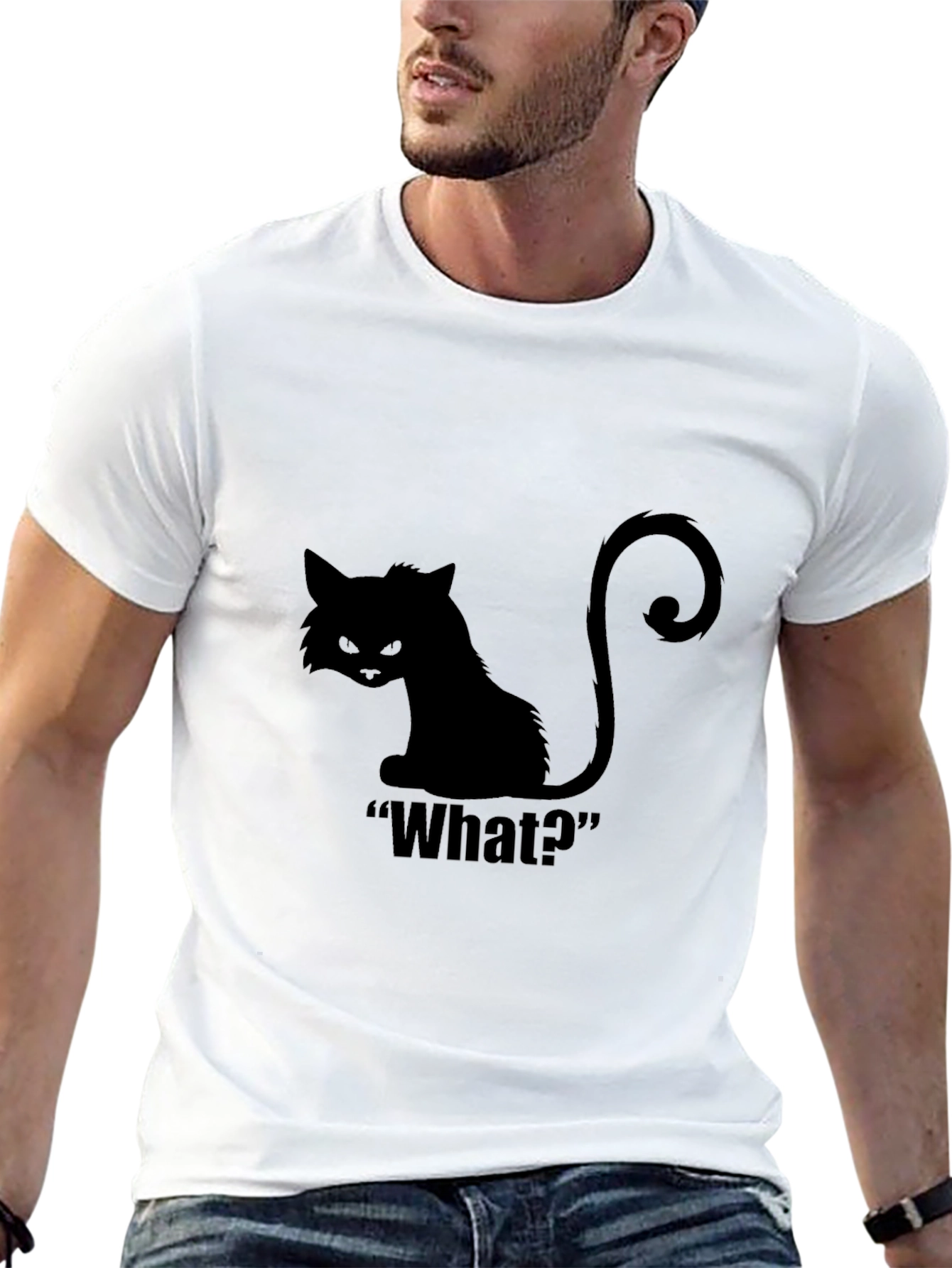 Black Cat What? Graphic T-Shirt