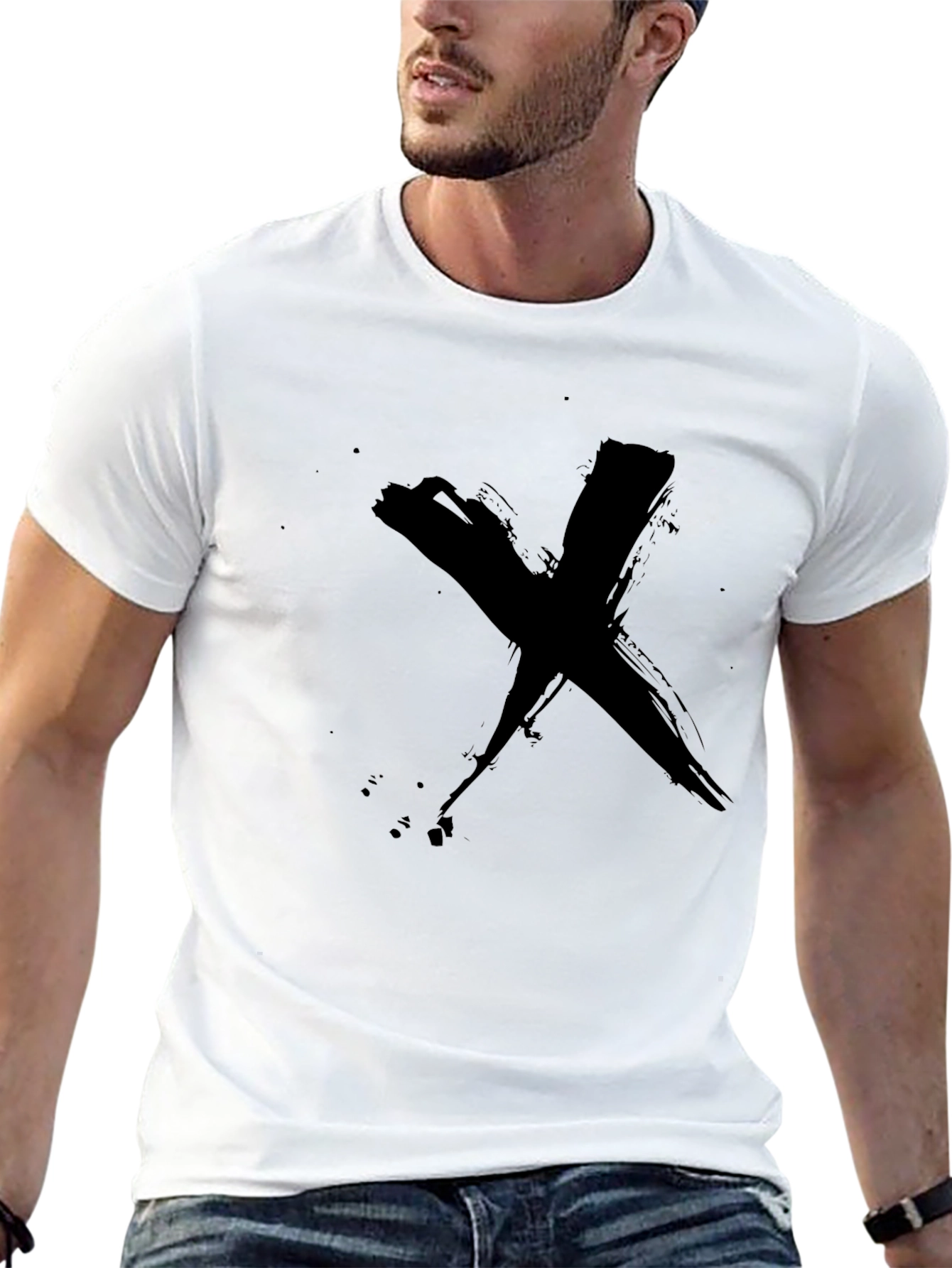 Abstract Brush Stroke X Graphic T-Shirt