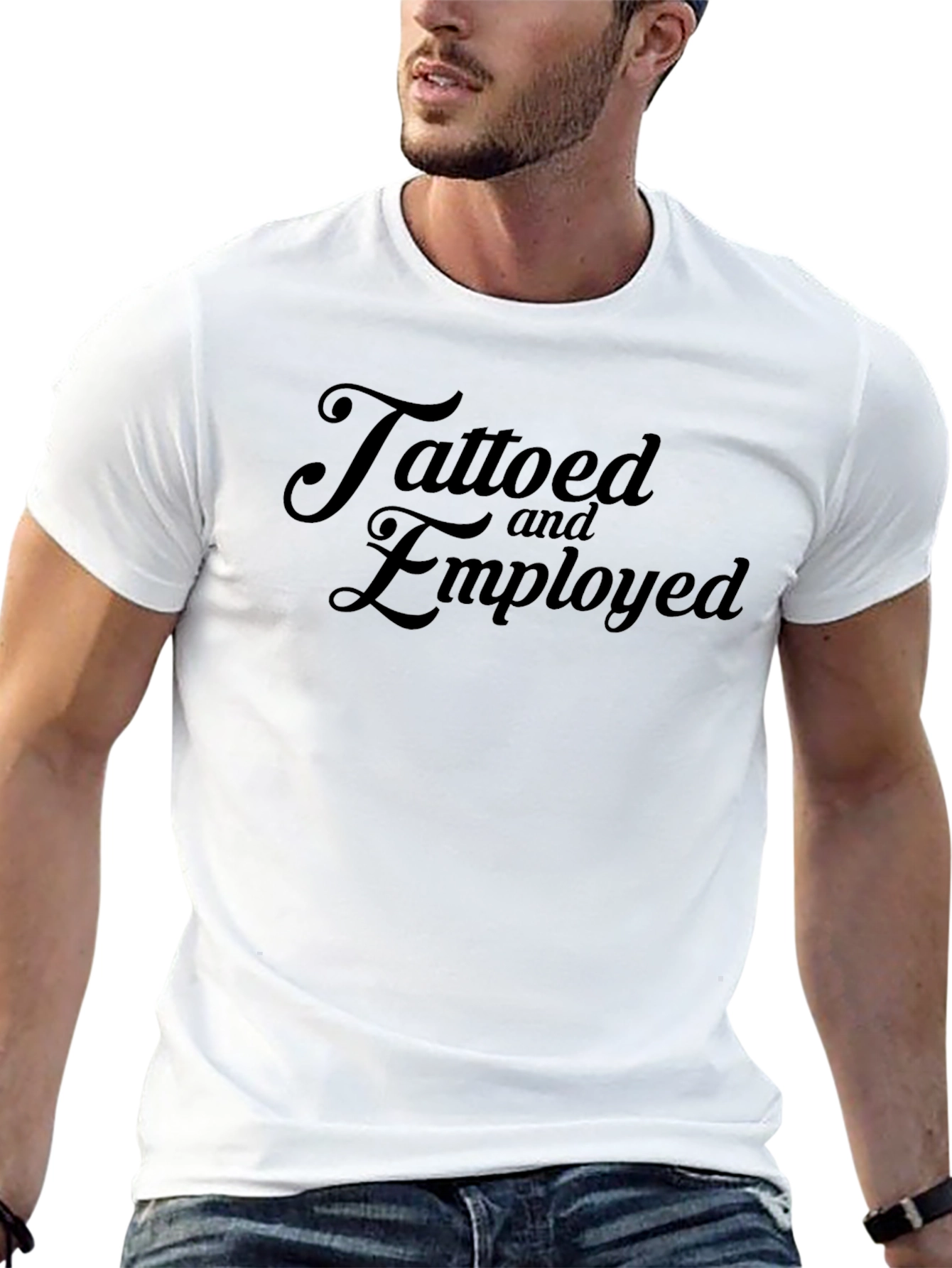 Tattooed and Employed Graphic Tee - Modern Black T-Shirt