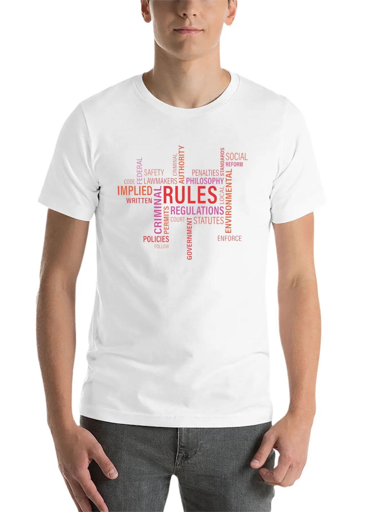 Rules Regulations Words Cloud Unisex Casual T-Shirt – Clean Design For Daily Comfort