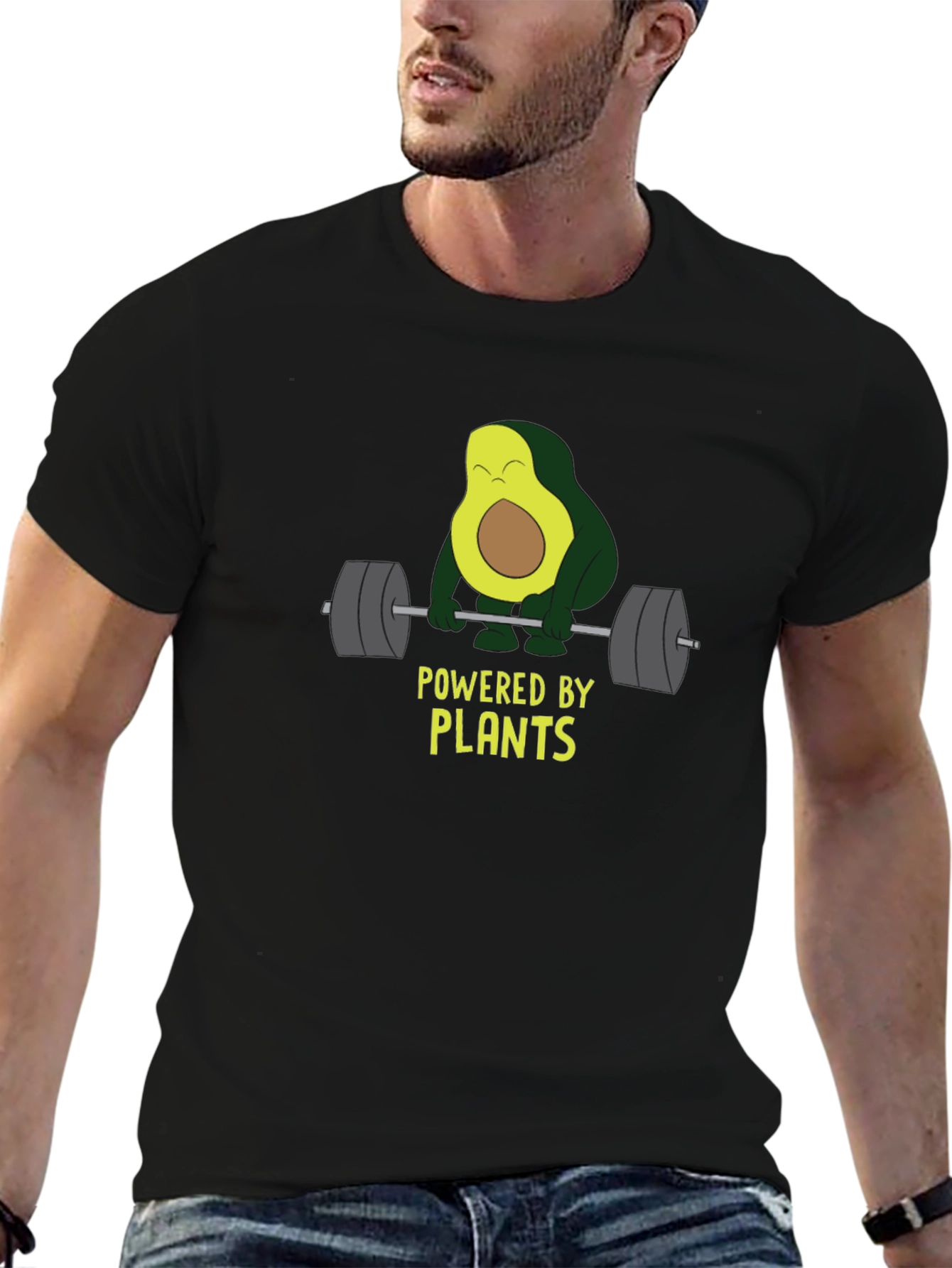 Powered By Plants Avocado Lifting Weights T-Shirt