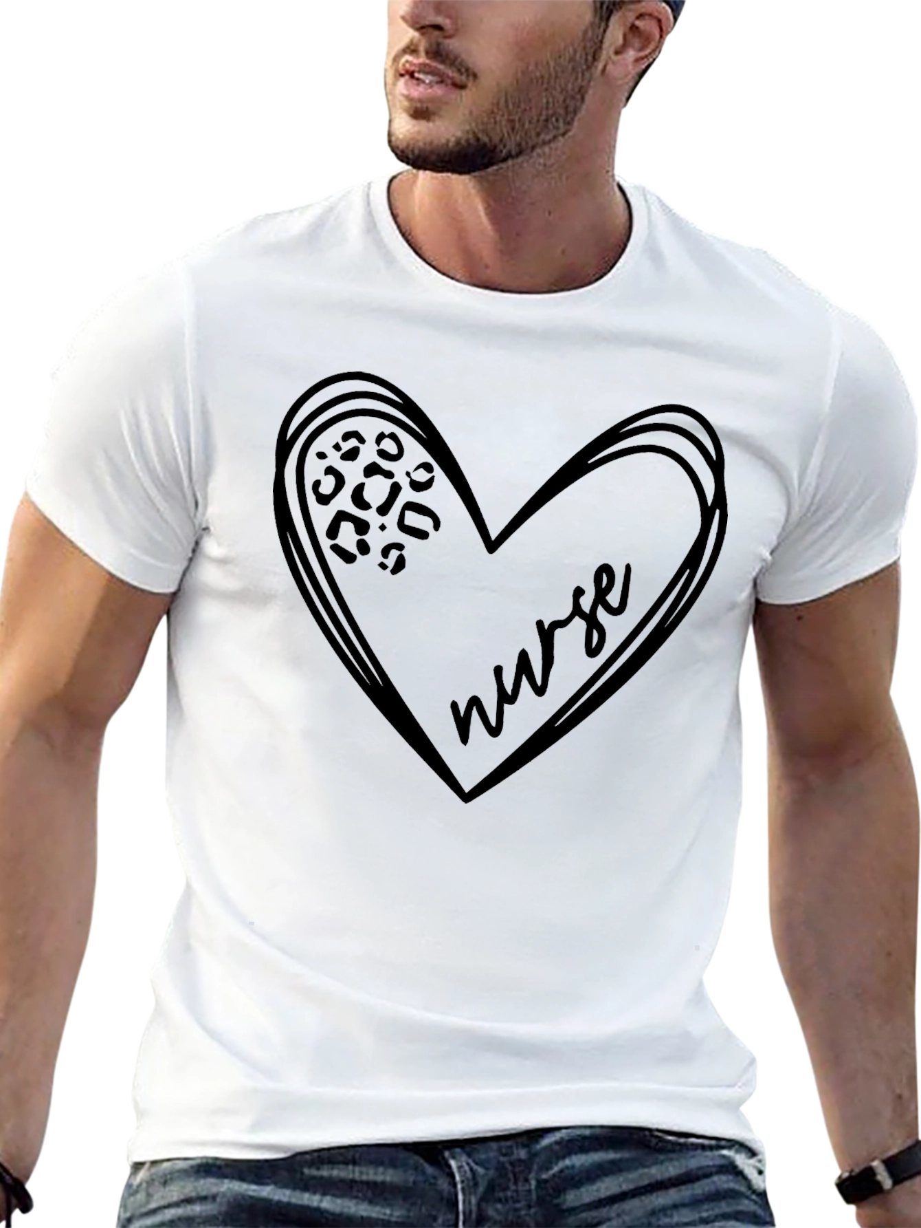 Nurse Heart Graphic Tee - Comfortable Black T-Shirt