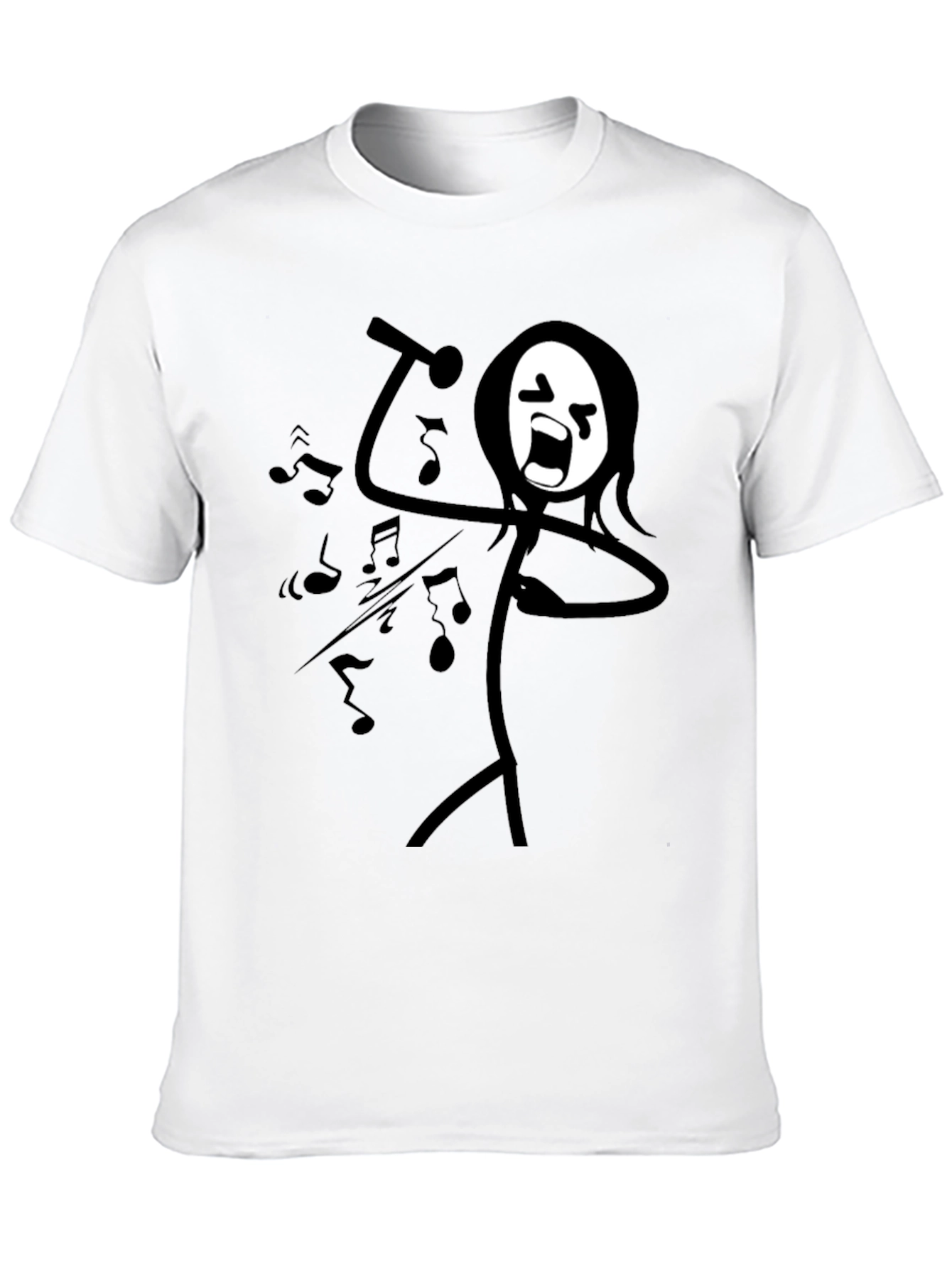 Singing Stick Figure Graphic Tee - Black Cotton