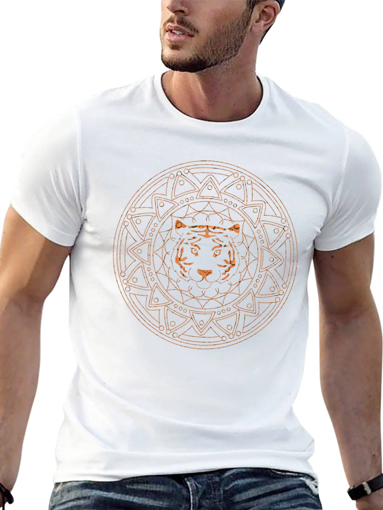 Tiger Mandala Graphic Tee - Stylish Mens Black T-Shirt