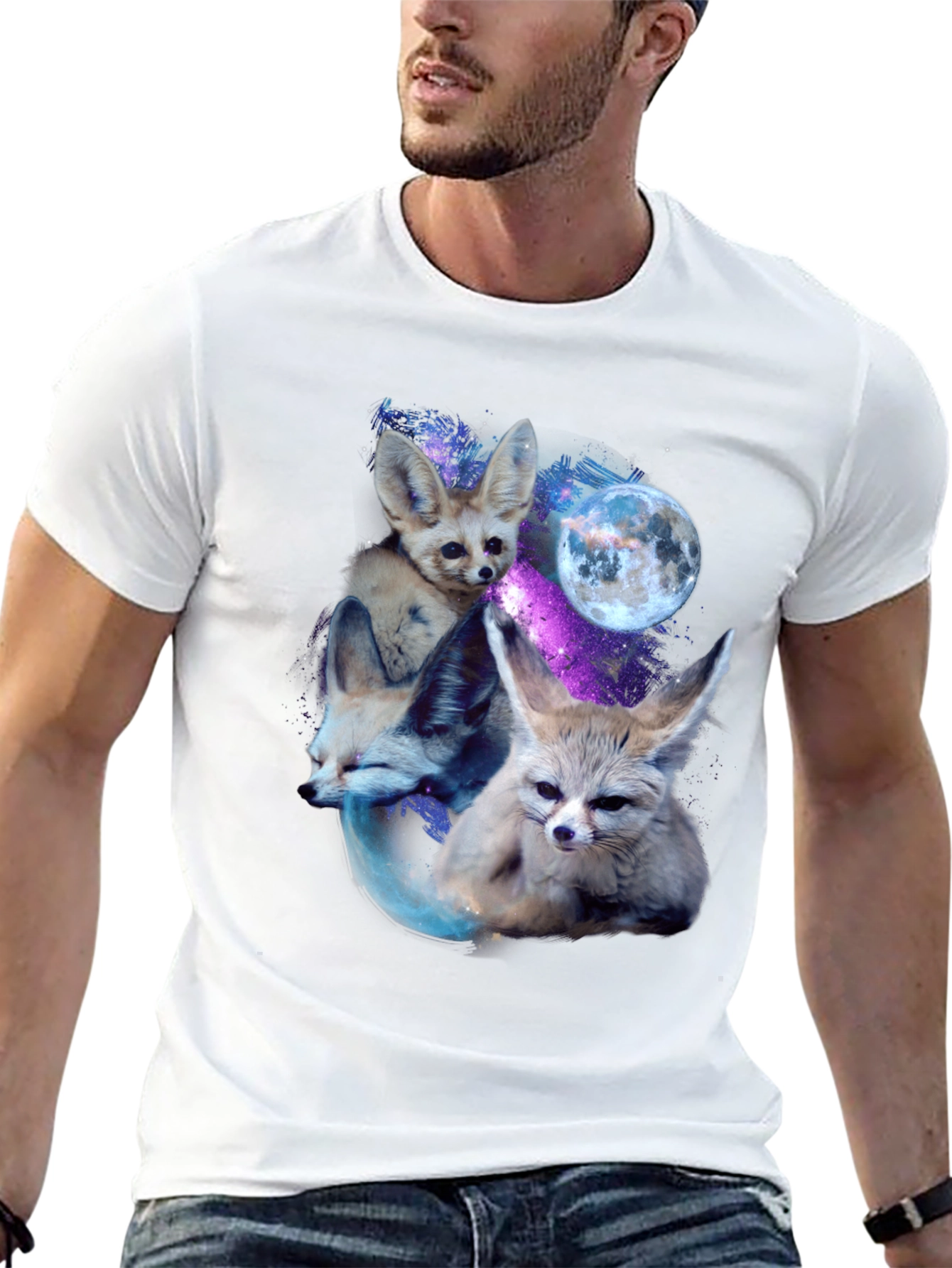 Fox Galaxy T-Shirt - Celestial Fennec Design