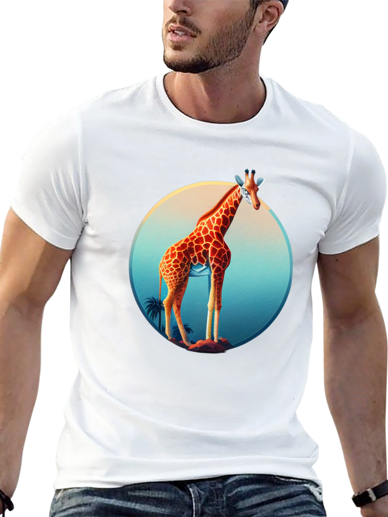 Giraffe Graphic Black T-Shirt