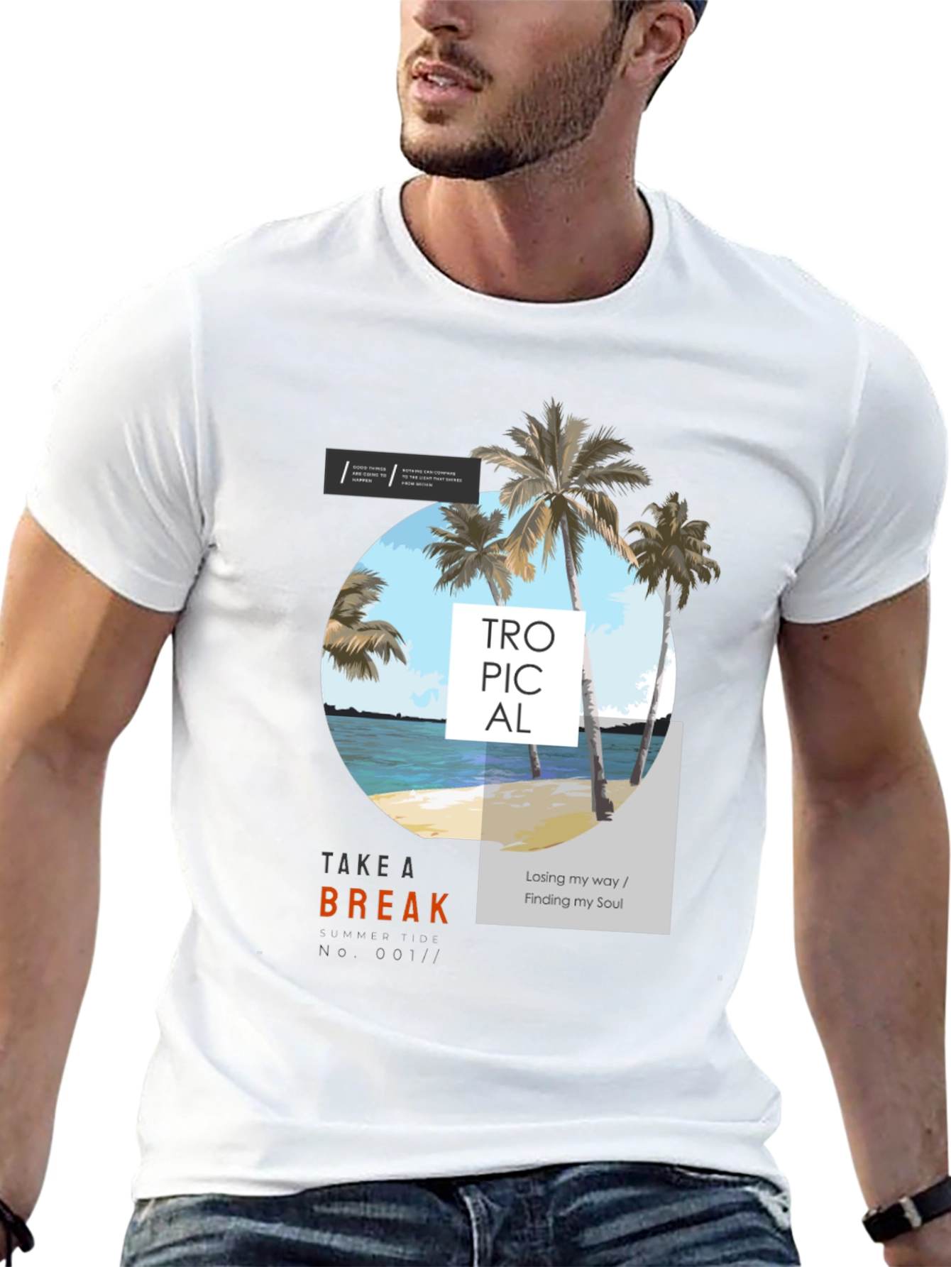 Tropical Beach Graphic Tee - Take a Break