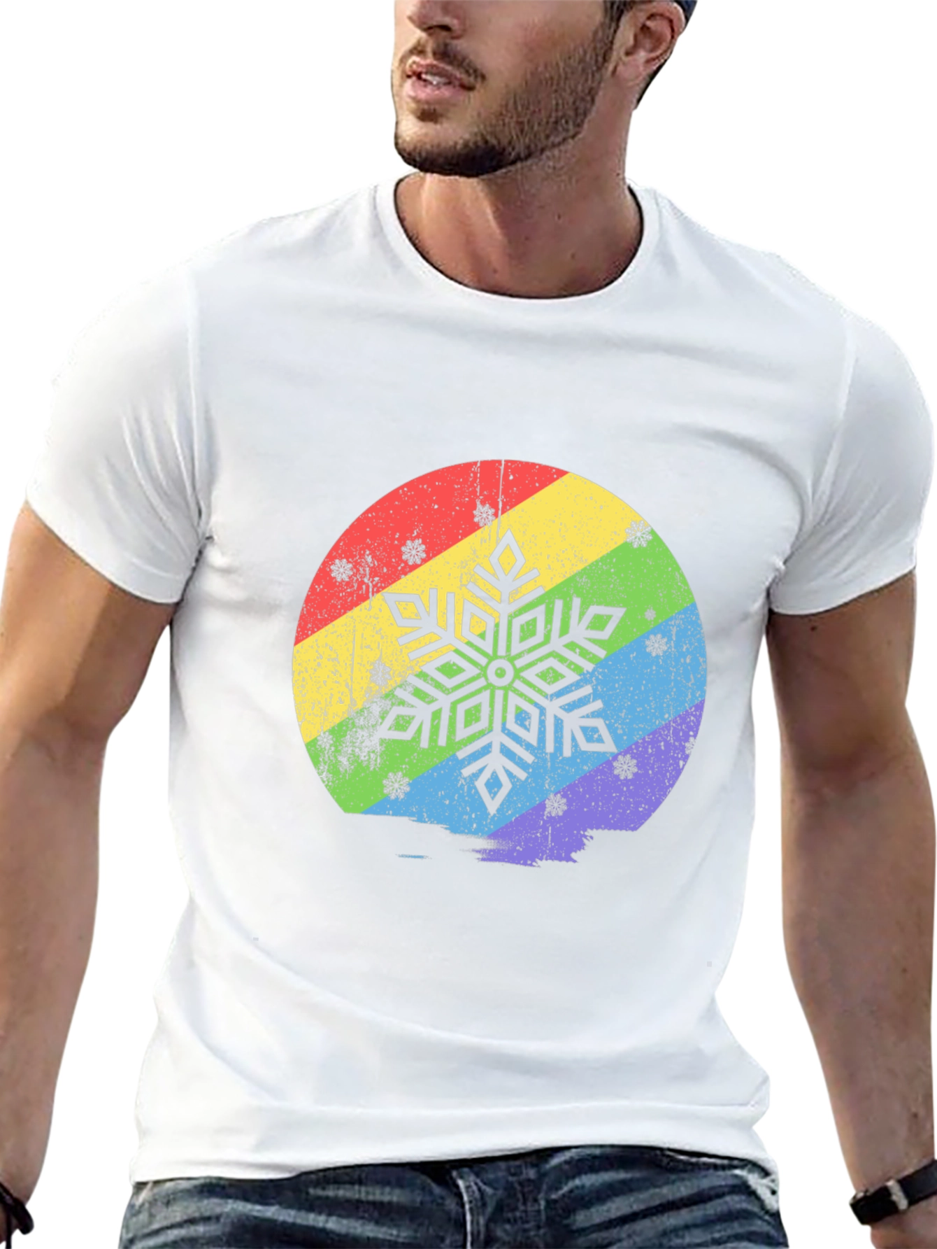 Rainbow Snowflake Graphic T-Shirt