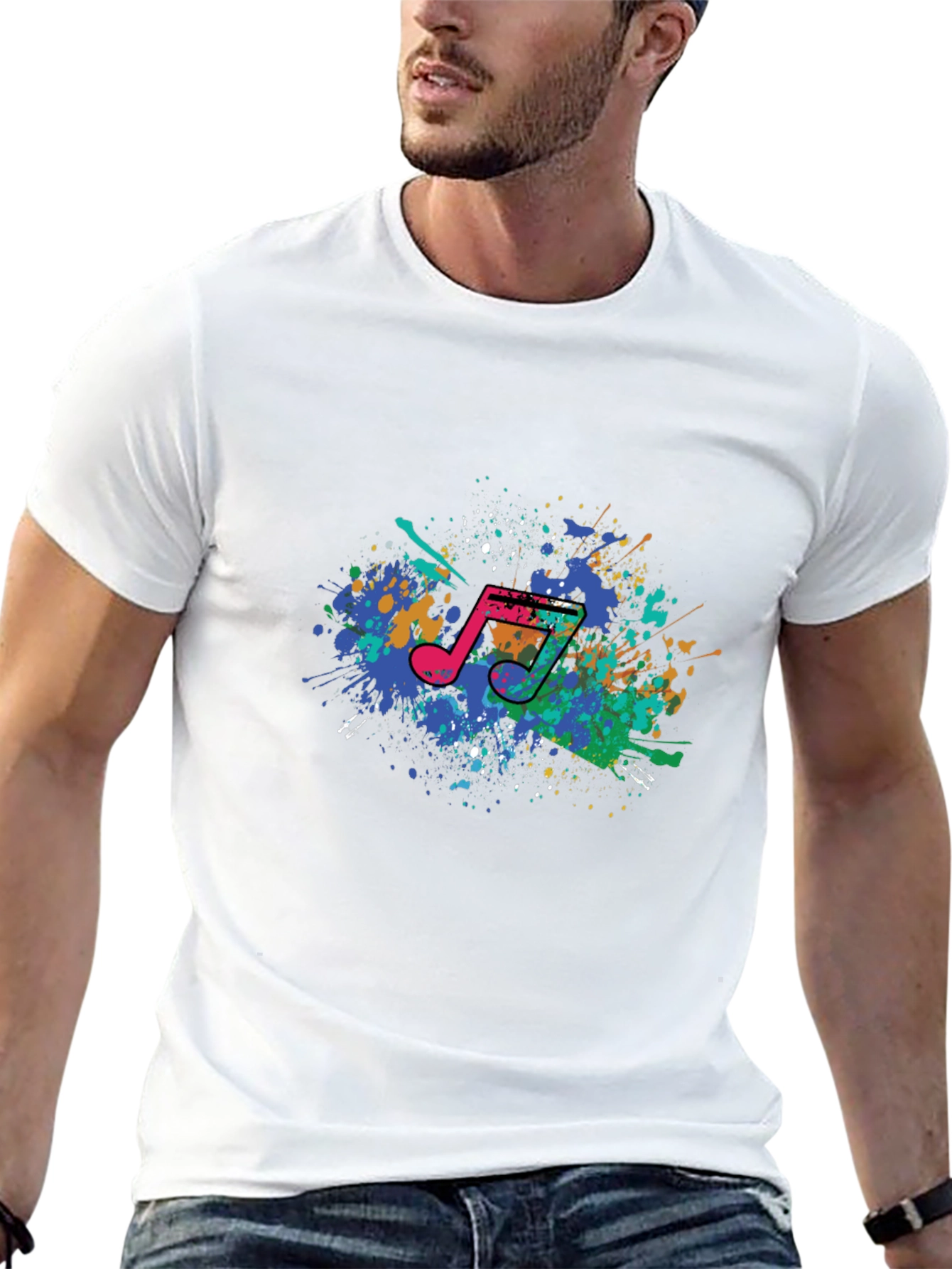 Music Note Splash Tee - Artistic Graphic T-Shirt