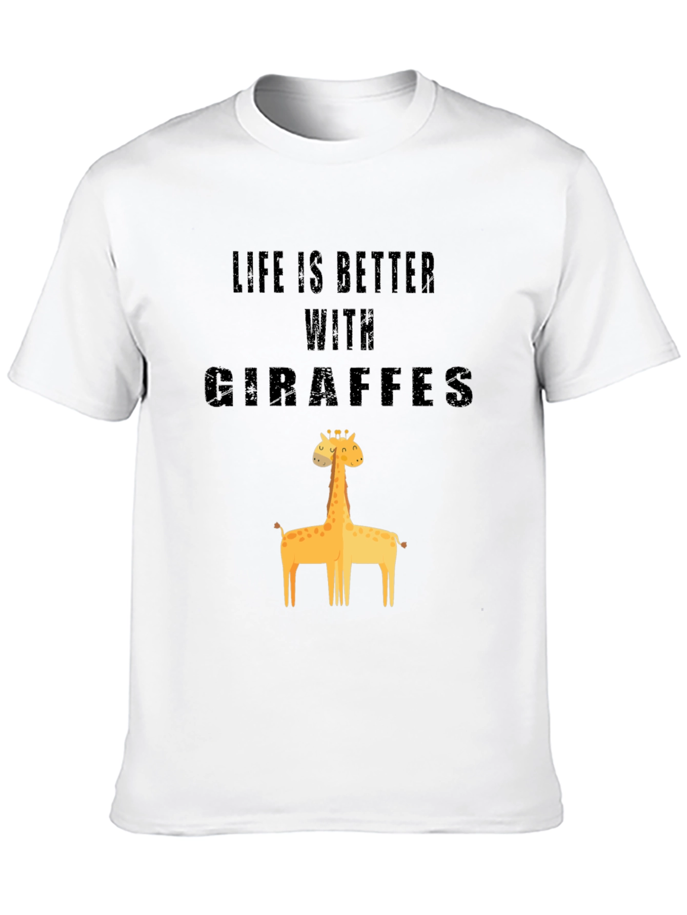 Life is Better With Giraffes Black Cotton Graphic Tee