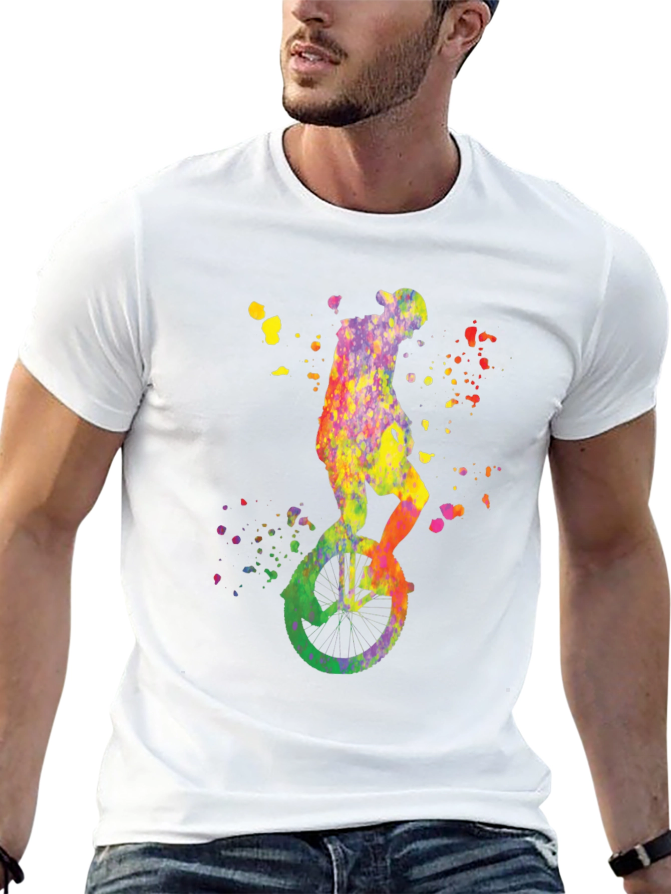 Watercolor Unicycle Graphic T-Shirt
