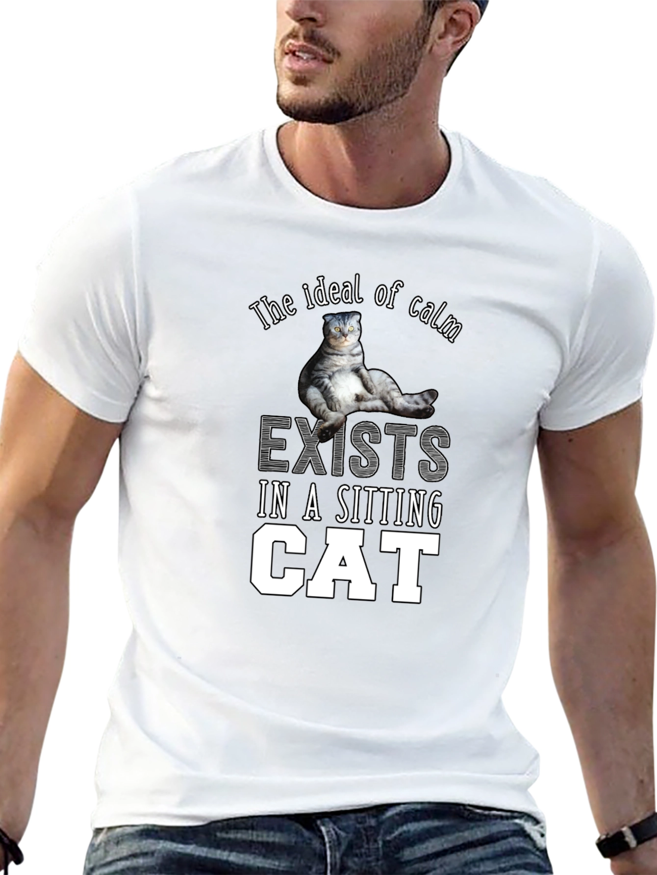 Ideal Calm Sitting Cat T-Shirt