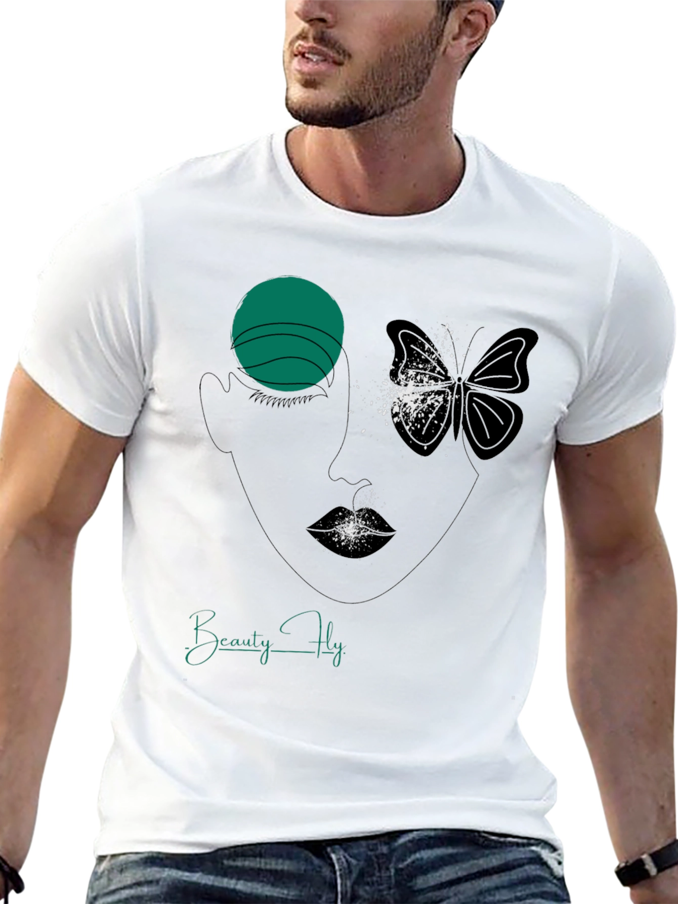 Beauty Fly Graphic T-Shirt - Stylish Face Butterfly Design