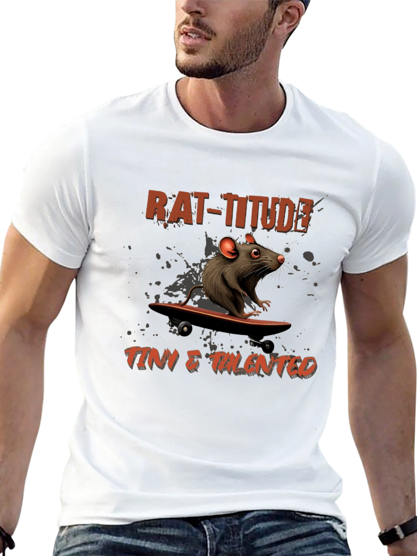Rat-Titude Skateboarder Tee - Tiny & Talented