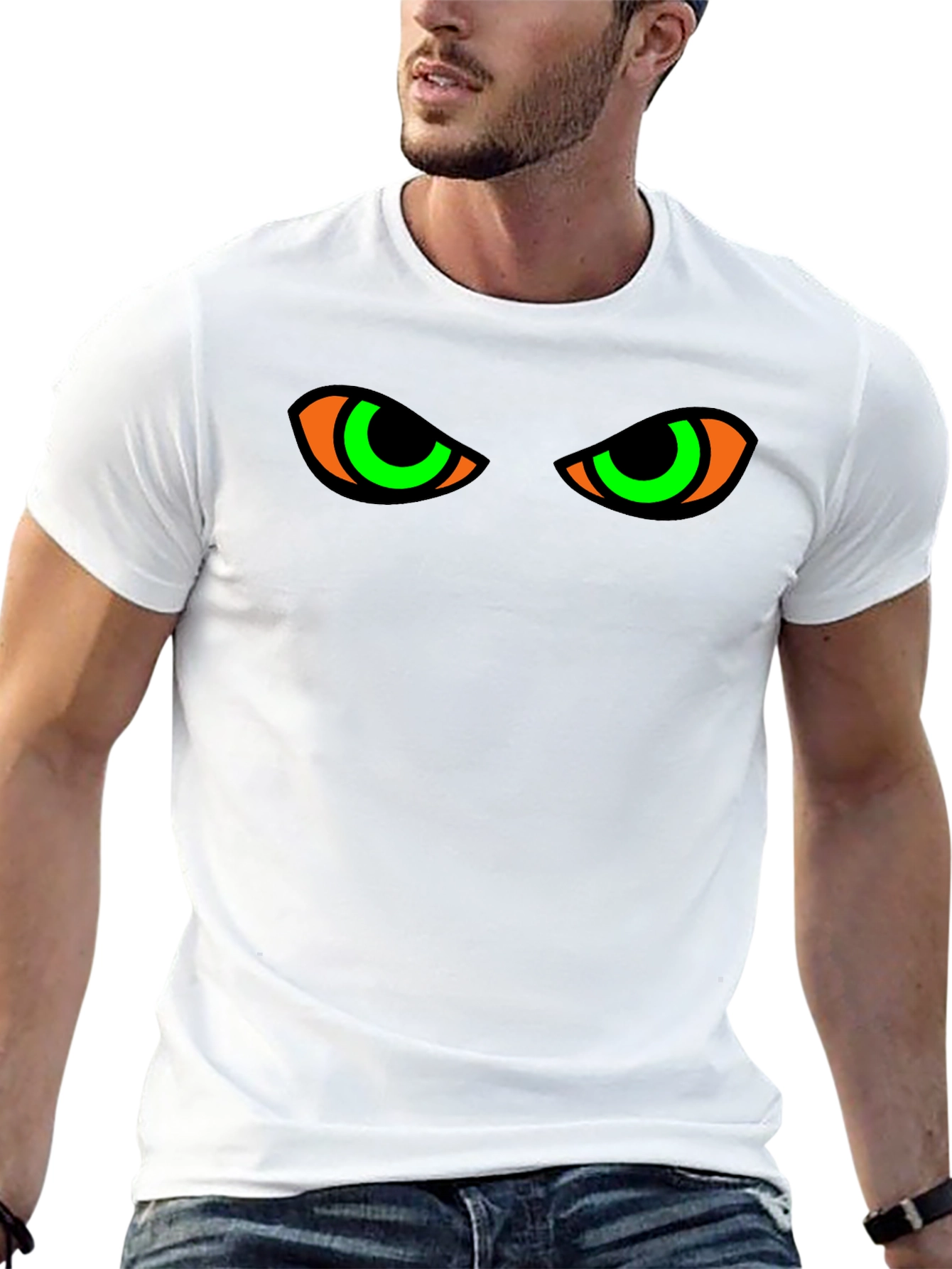Glow Eyes T-Shirt: Mens Black Spooky Graphic Tee