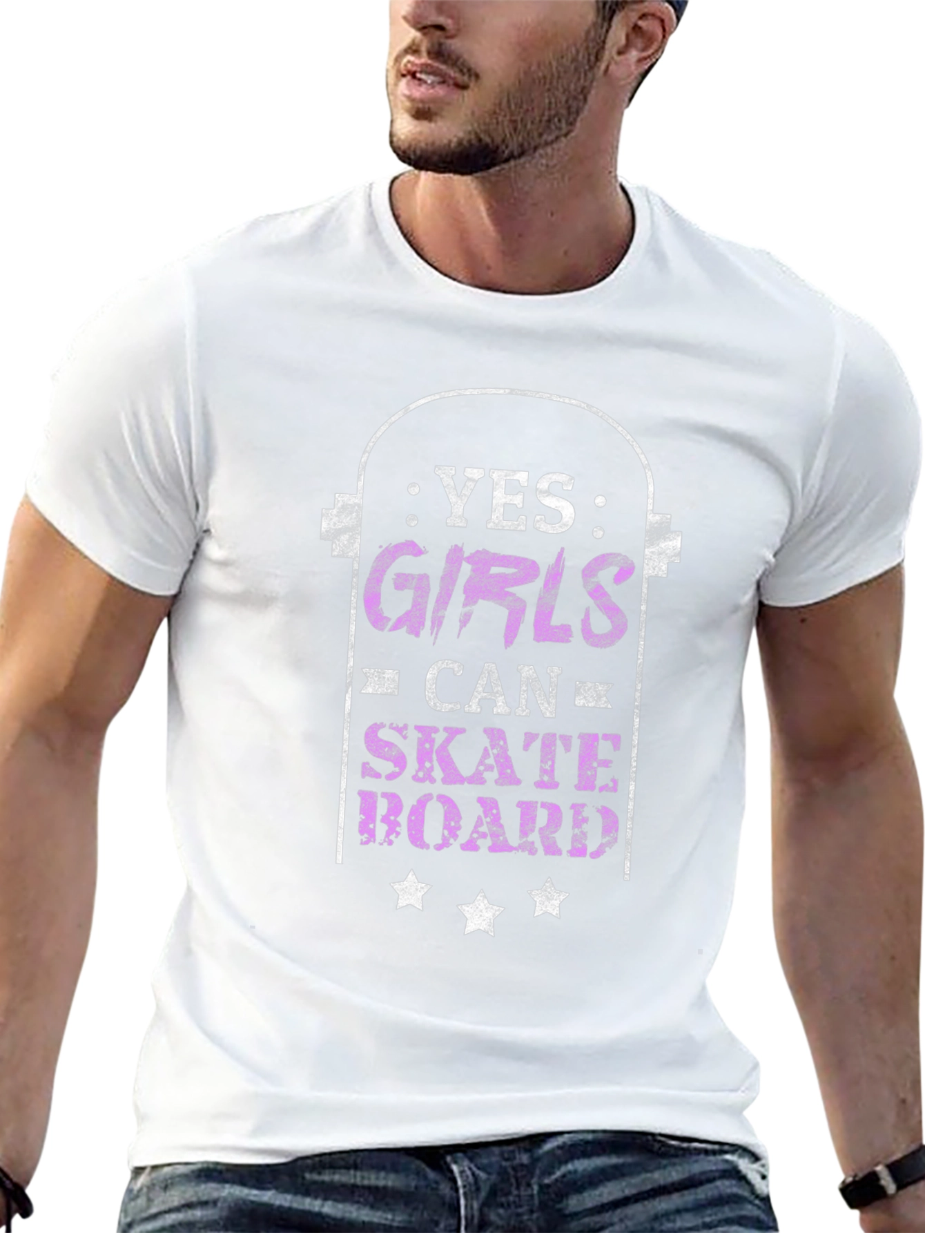 Yes Girls Can Skateboard Black Graphic Tee