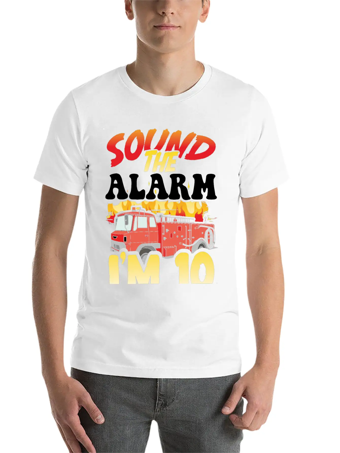 Sound The Alarm I'm 10 Little Firefighter 10th Unisex Casual T-Shirt – Clean Design For Daily Comfort