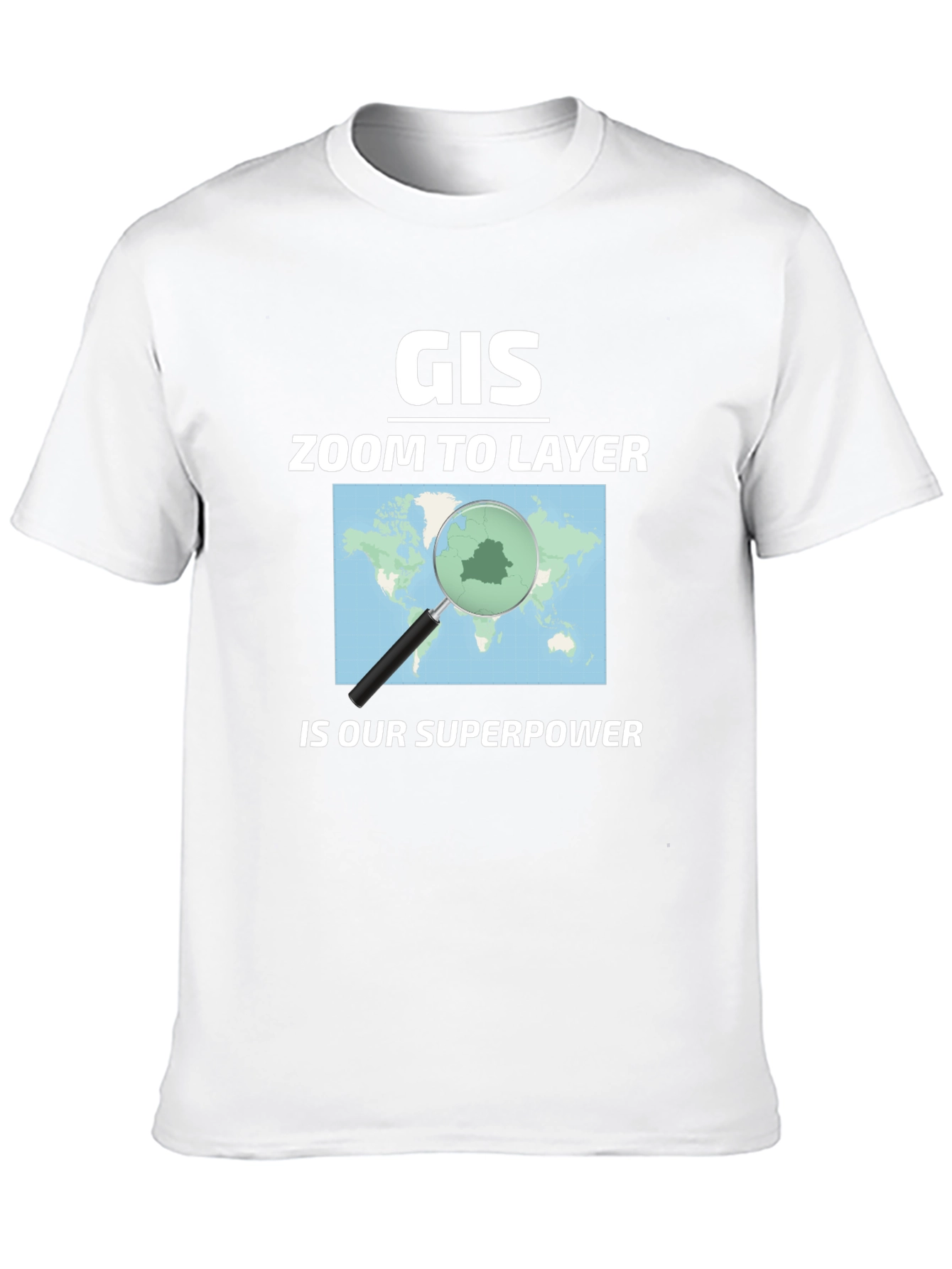 GIS Zoom to Layer Superpower Black T-Shirt