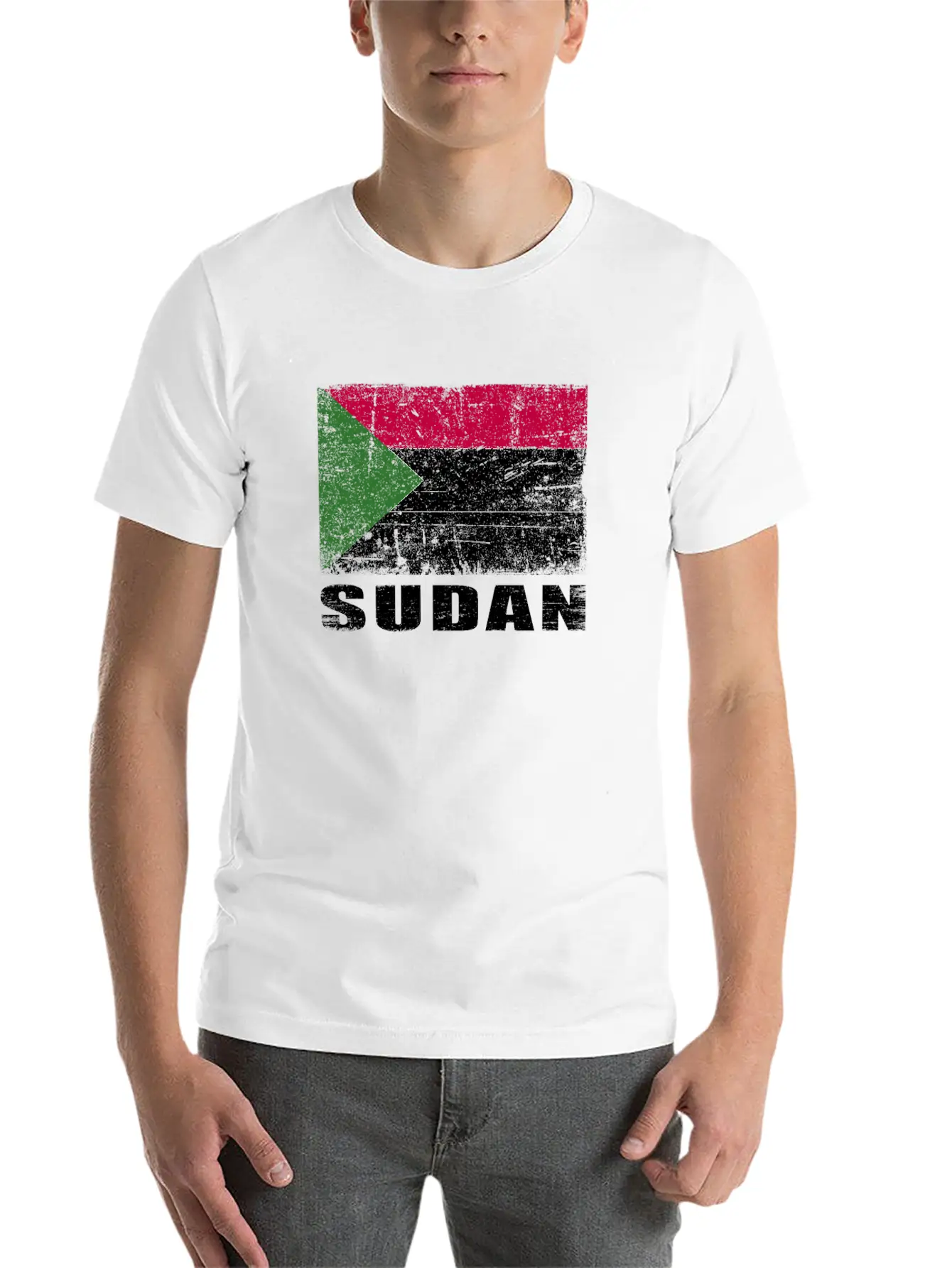 Sudan Flag Grunge Country Flag Sudan Unisex Casual T-Shirt – Clean Design For Daily Comfort
