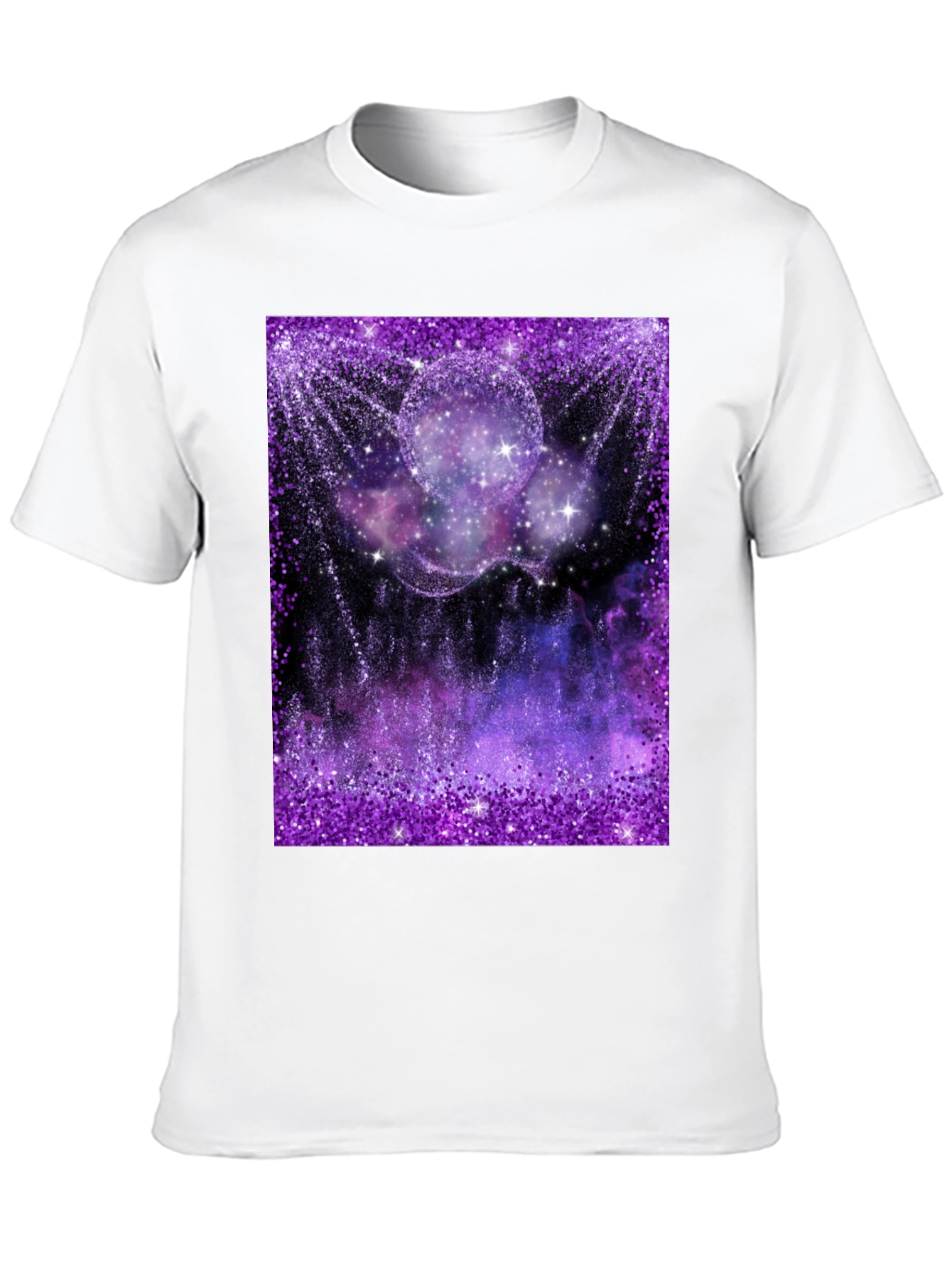 Galaxy Glitter Print Black T-Shirt