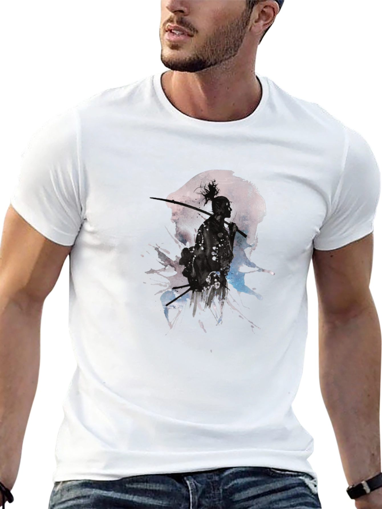 Samurai Moon Splash Black Graphic Tee