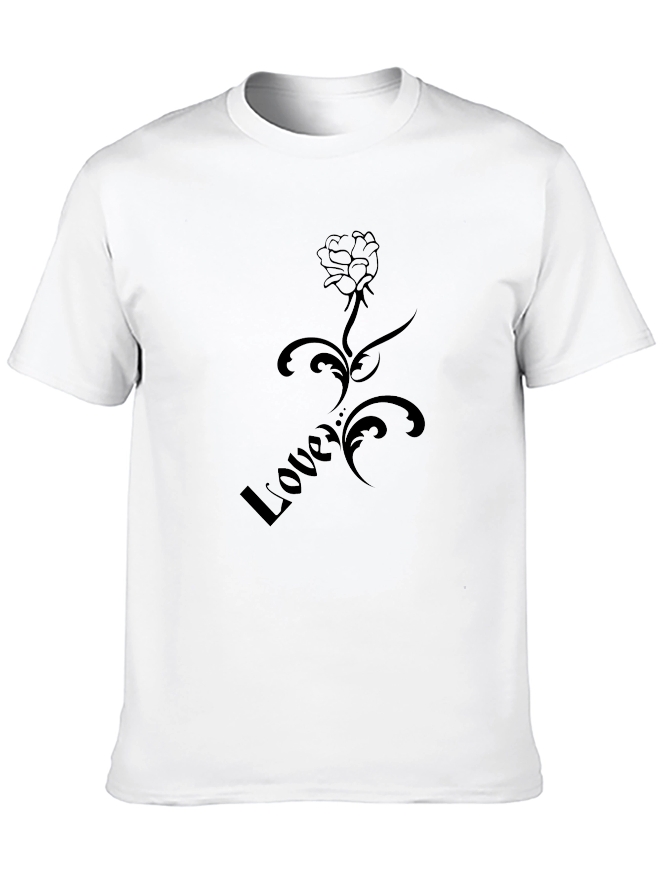 Stylish Black Love Rose Graphic T-Shirt
