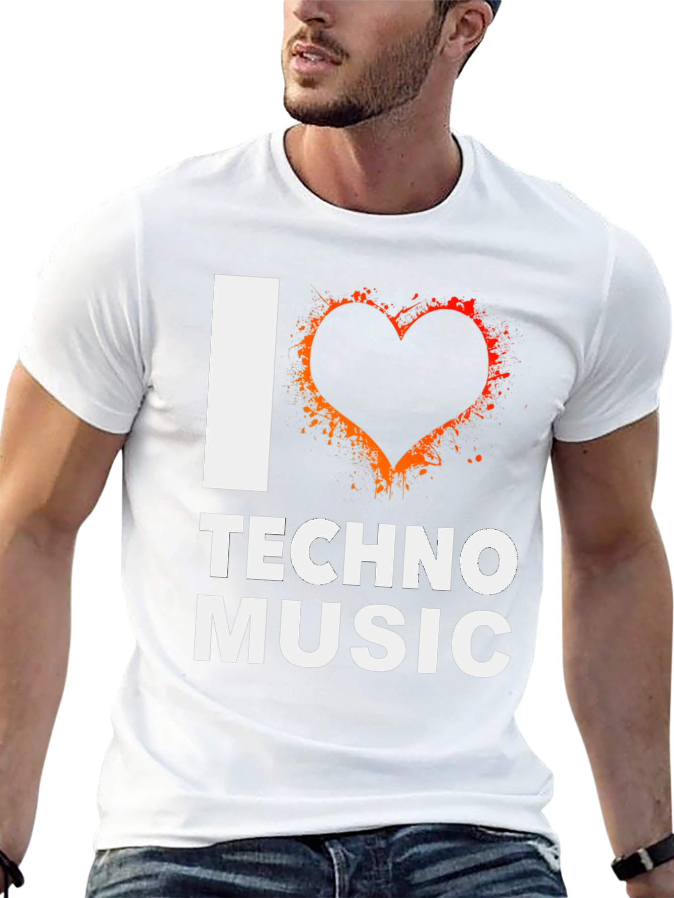 I Heart Techno Music Black T-Shirt