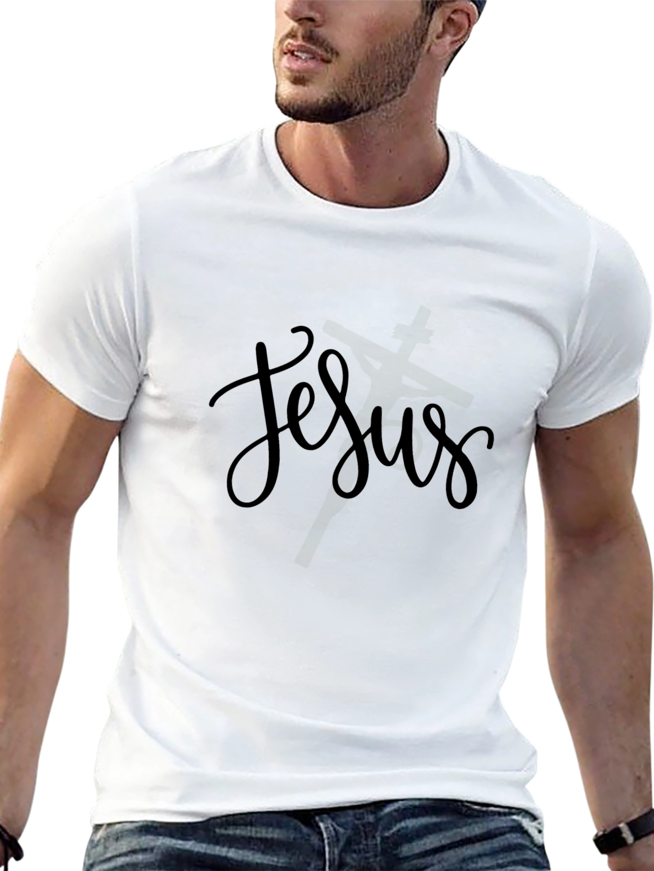 Jesus Script Black T-Shirt Christian Apparel