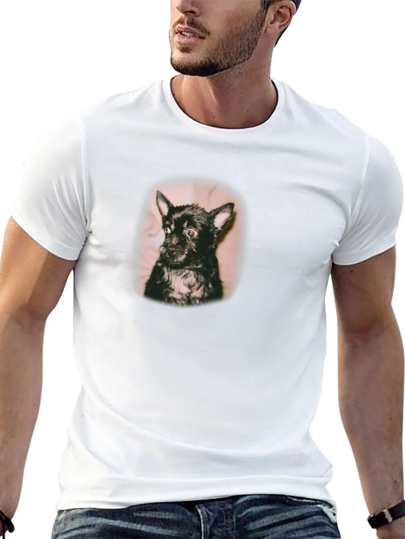 Cute Dog Portrait Black T-Shirt