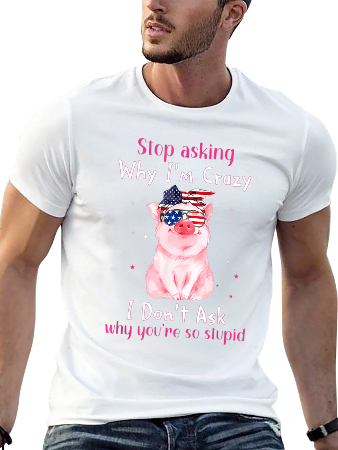 Crazy Pig USA Flag T-Shirt