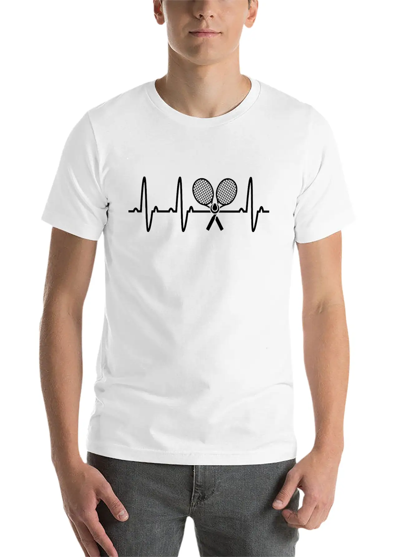 Tennis Racket Tee Heartbeat Love EKG Tshirt Unisex Casual T-Shirt – Clean Design For Daily Comfort