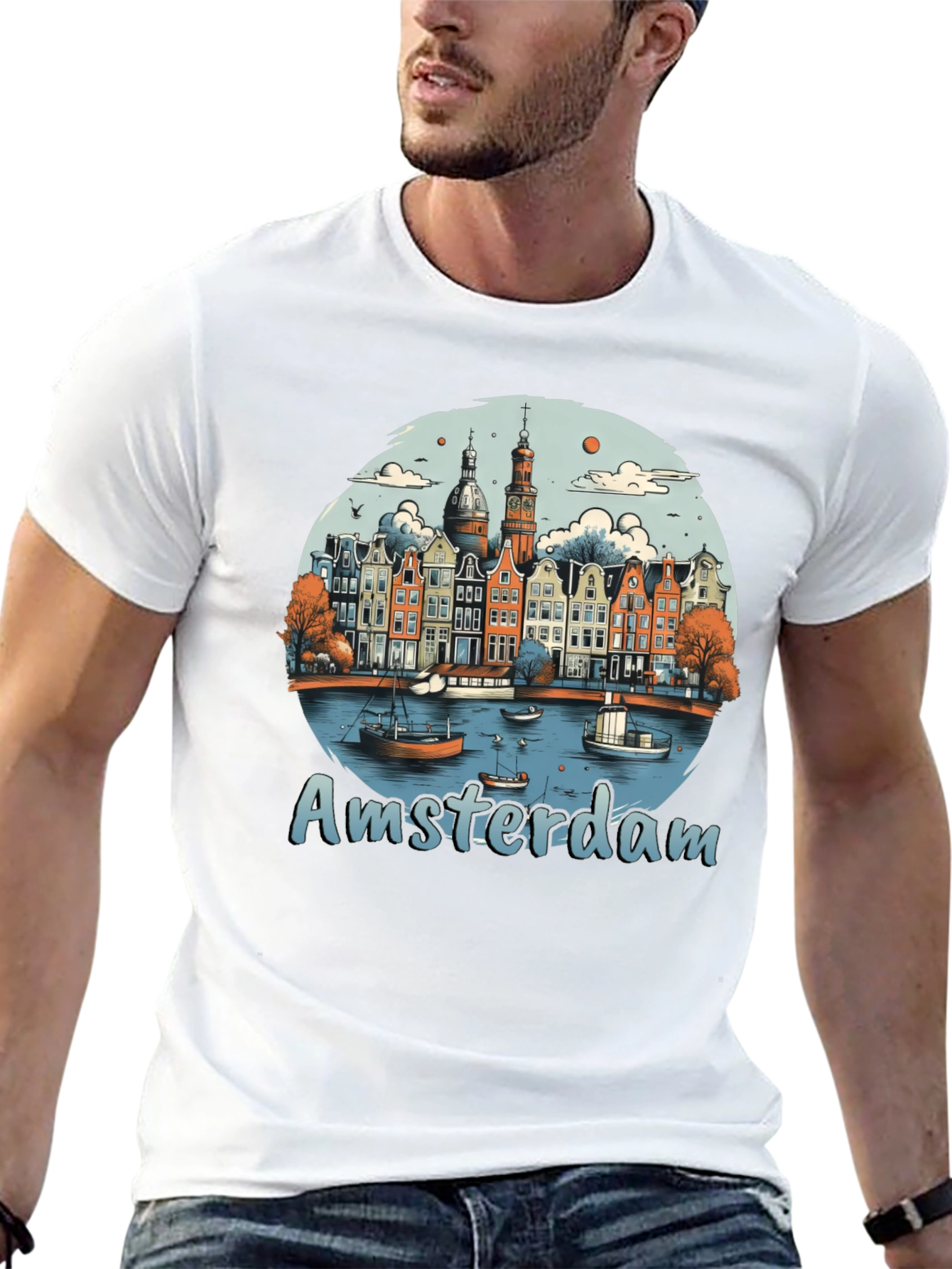Amsterdam T-Shirt Cityscape Design