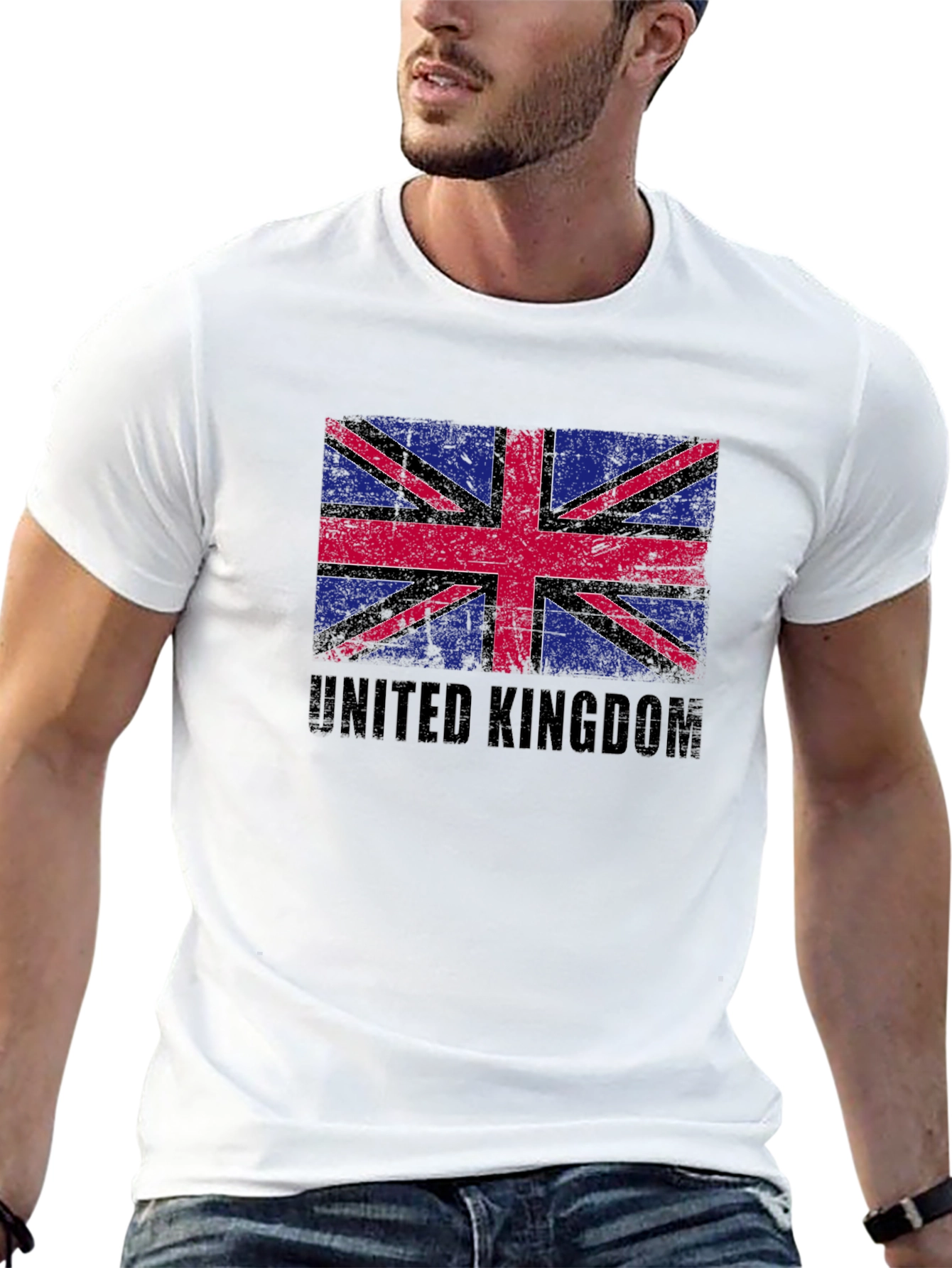 United Kingdom Flag Graphic Tee - Black Cotton Blend