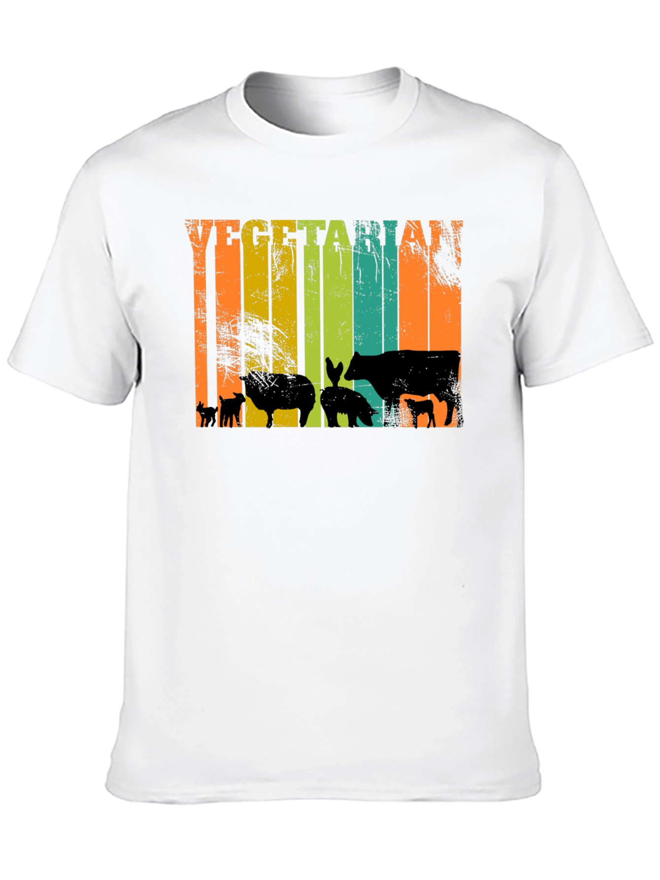 Vegetarian T-Shirt - Retro Animal Silhouette Tee
