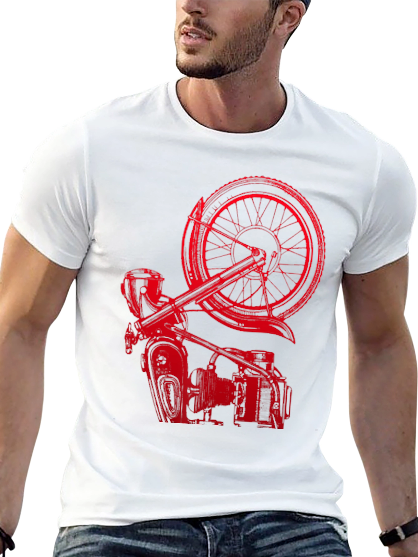 Red Motorcycle Graphic T-Shirt