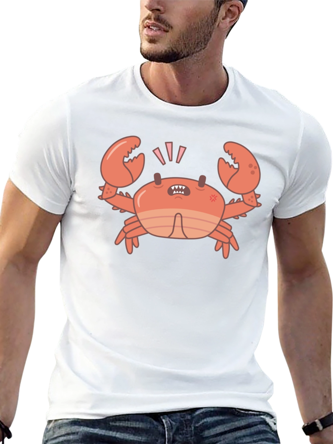 Angry Crab Graphic Tee - Black Cotton T-Shirt