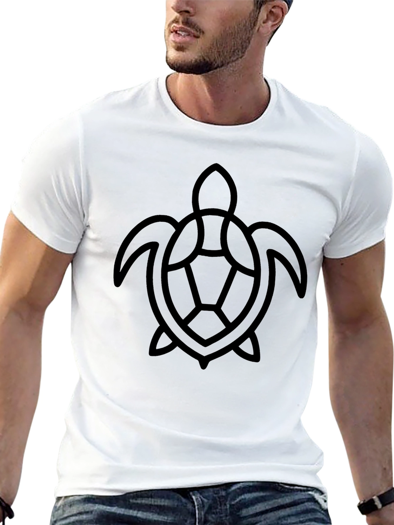 Minimalist Turtle Graphic Black T-Shirt