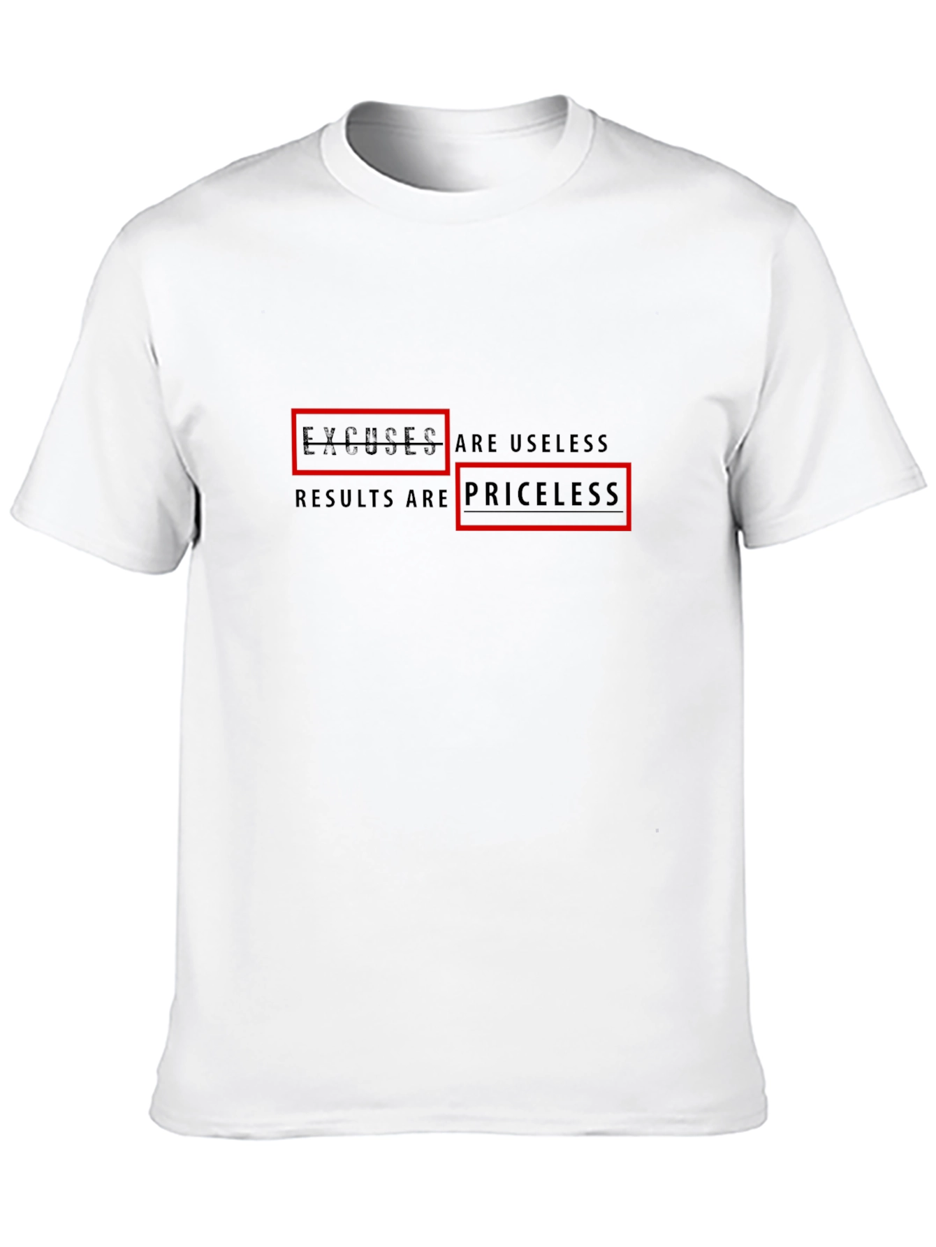 Excuses Useless Results Priceless Black T-Shirt