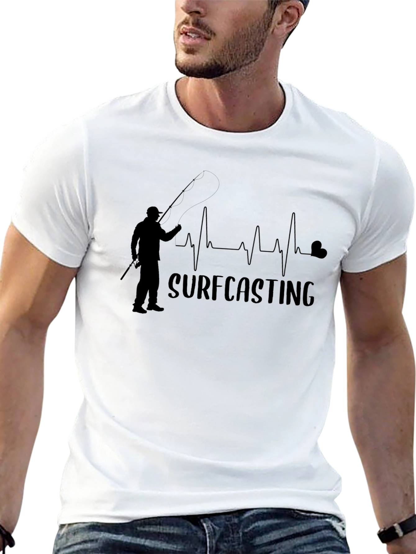 Surfcasting Heartbeat Graphic Tee