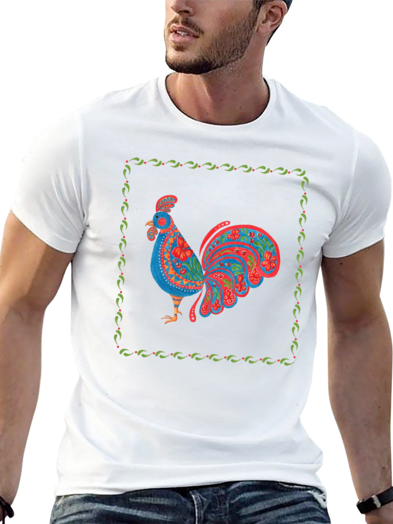 Rooster Graphic Print T-Shirt