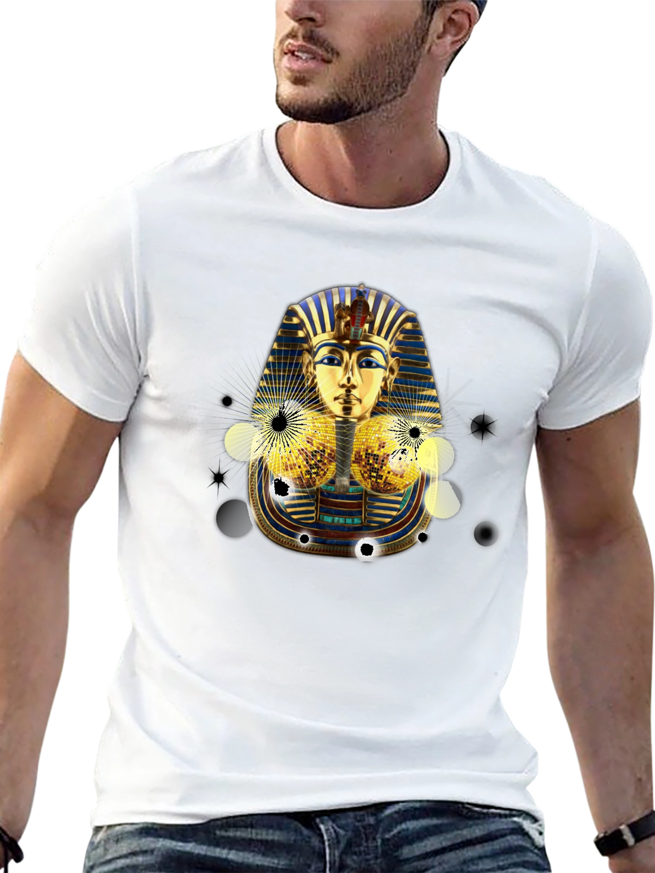 Tutankhamun Graphic Tee - Black Egyptian Pharaoh Design