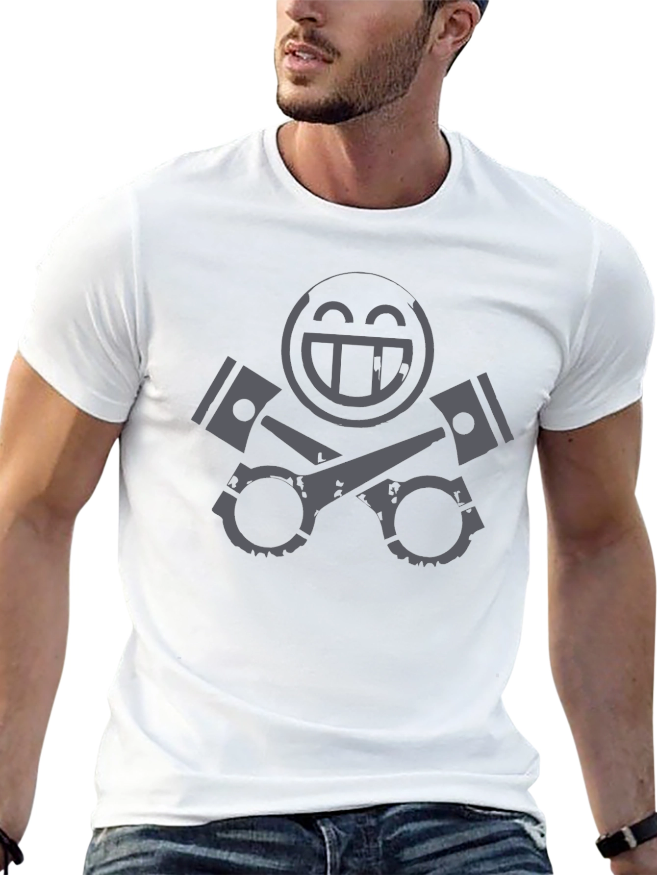 Edgy Graphic Tee: Smile Pistons