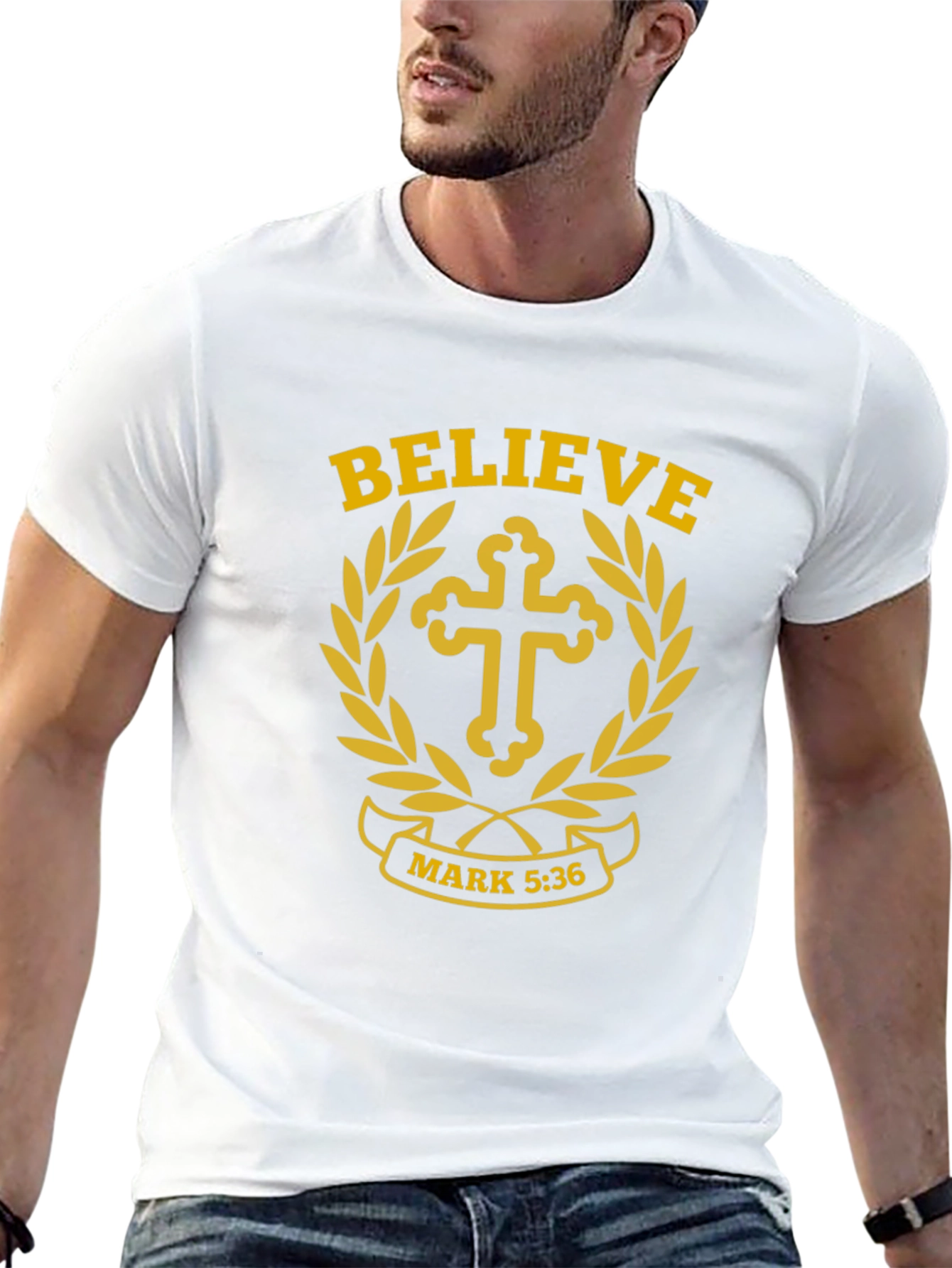 Believe T-Shirt with Cross and Scripture