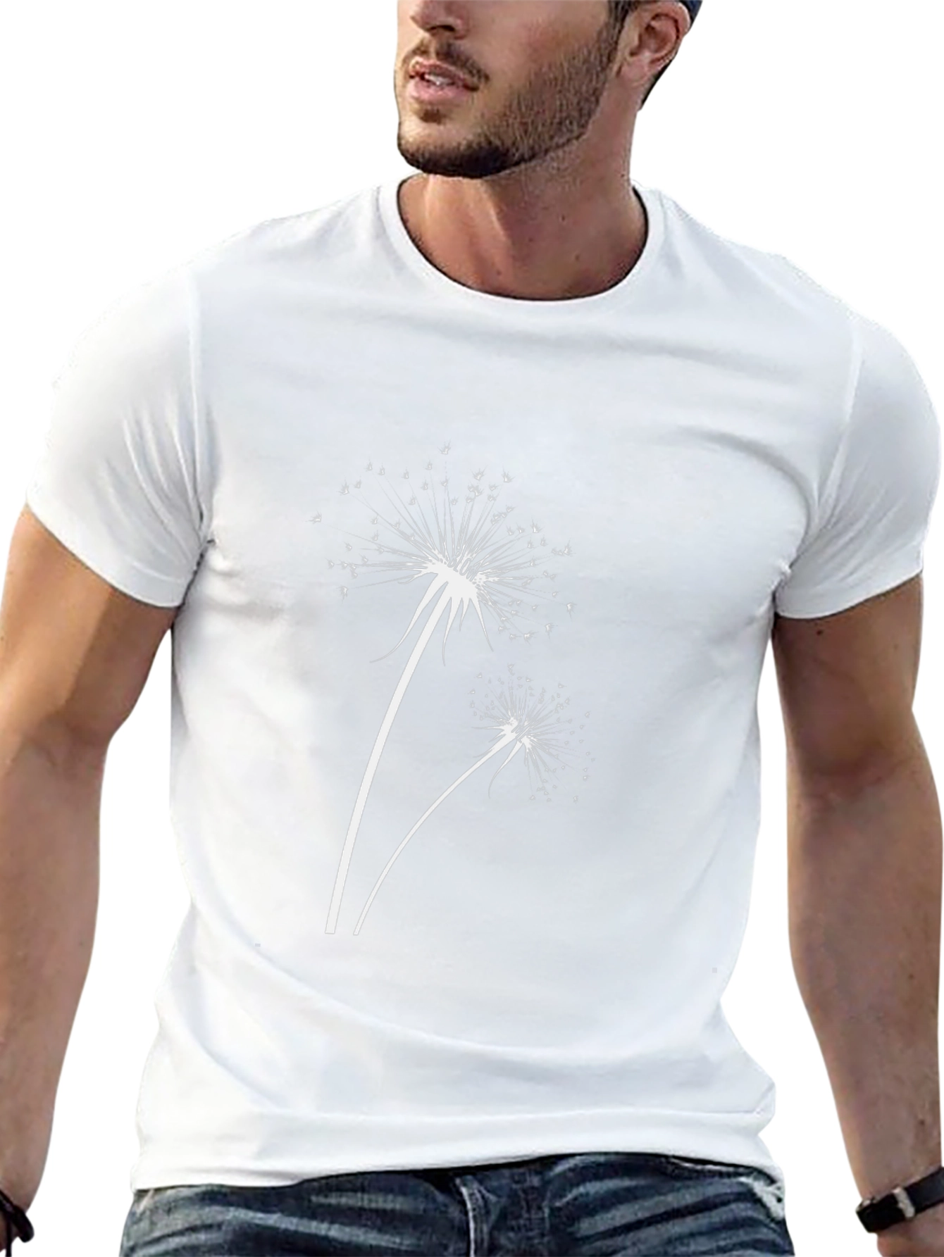 Dandelion Print Black T-Shirt - Stylish & Casual