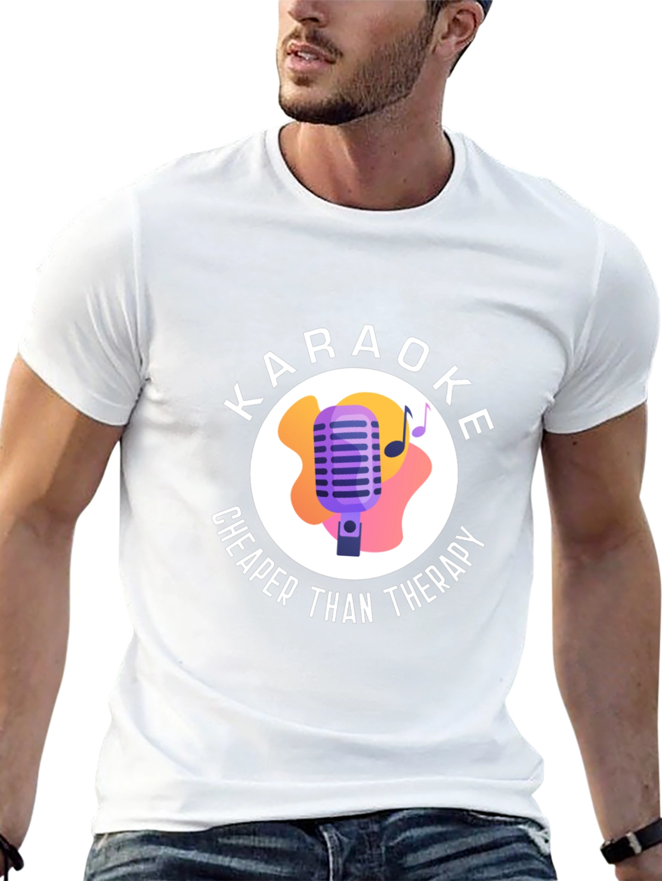Karaoke Cheaper Than Therapy Black Graphic T-Shirt