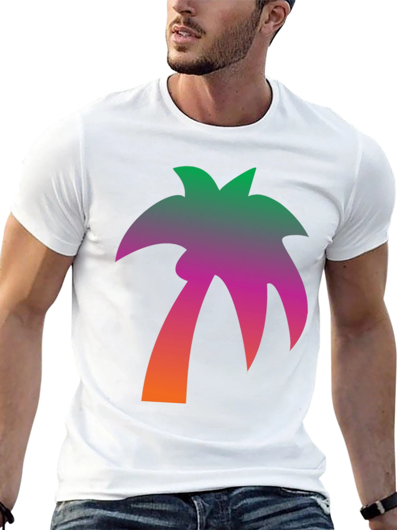 Gradient Palm Tree Graphic T-Shirt