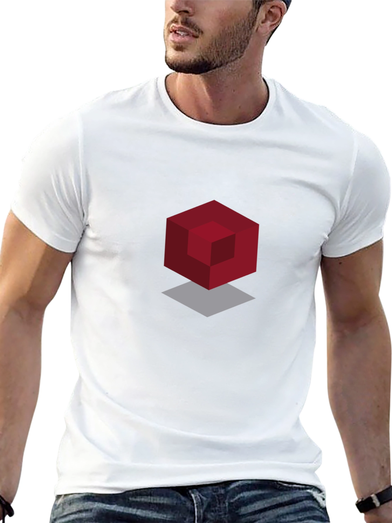 Geometric Cube Graphic Black T-Shirt